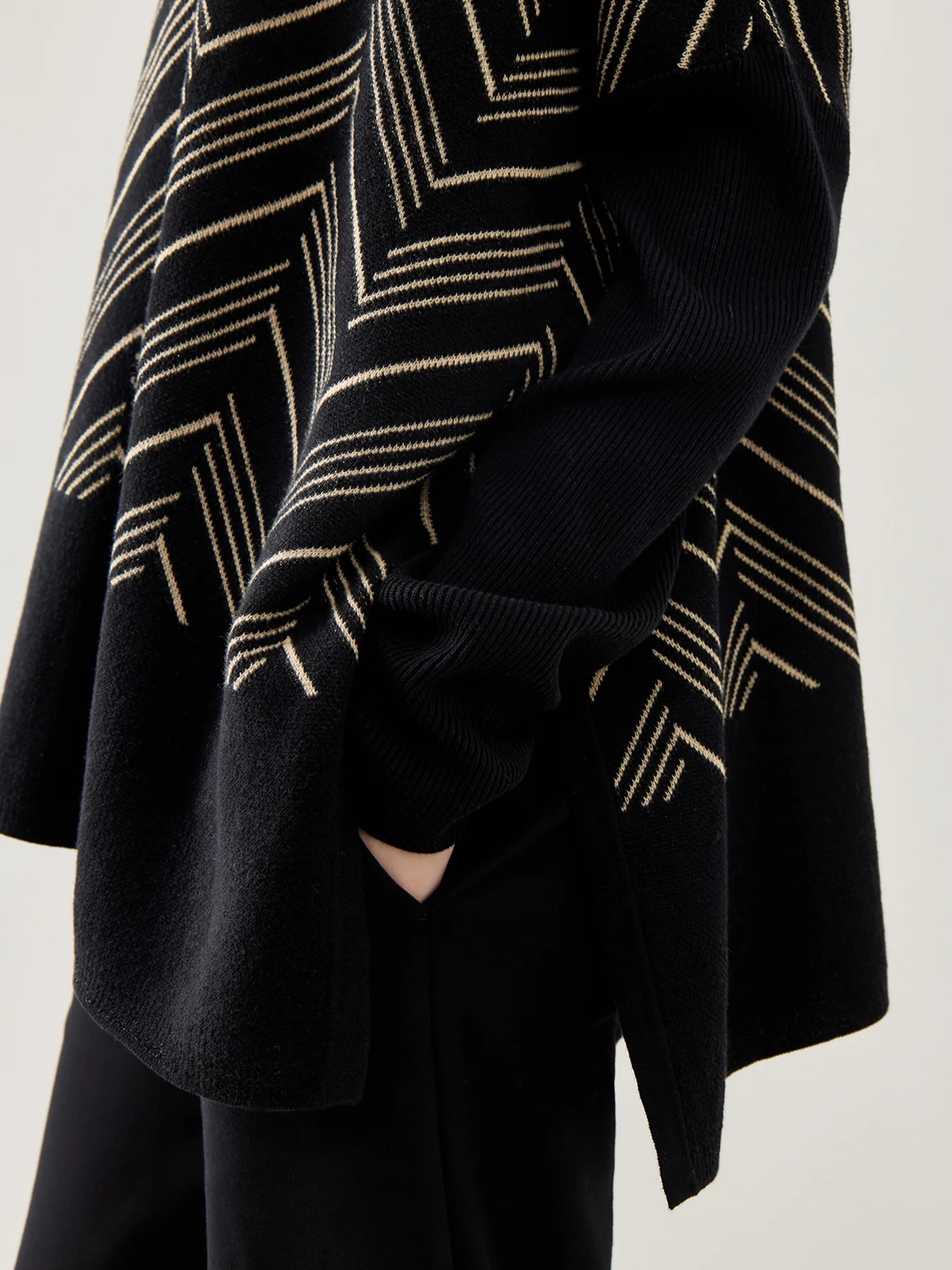 MaFeluca Lurex Jacquard Long Sleeve Top Black - Image 3