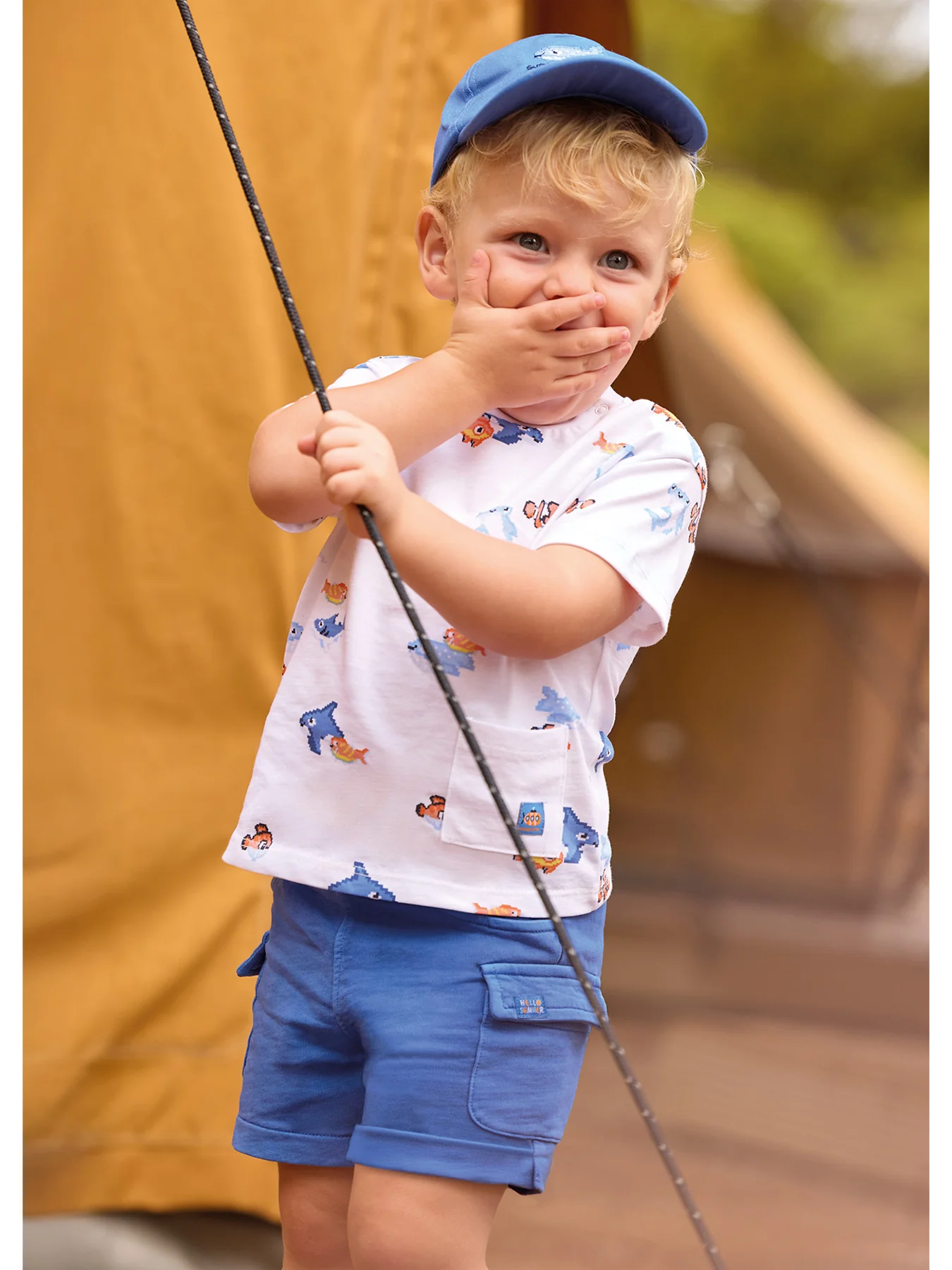 Baby Plain Bermuda Shorts Blue - Image 4