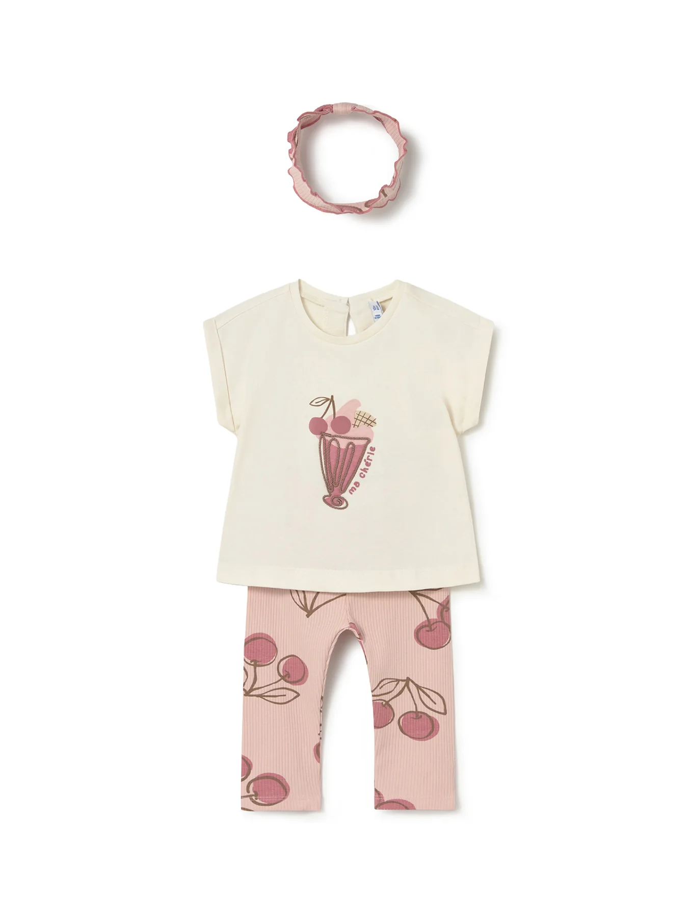 Baby Cherry Leggings and Headband Set Pink