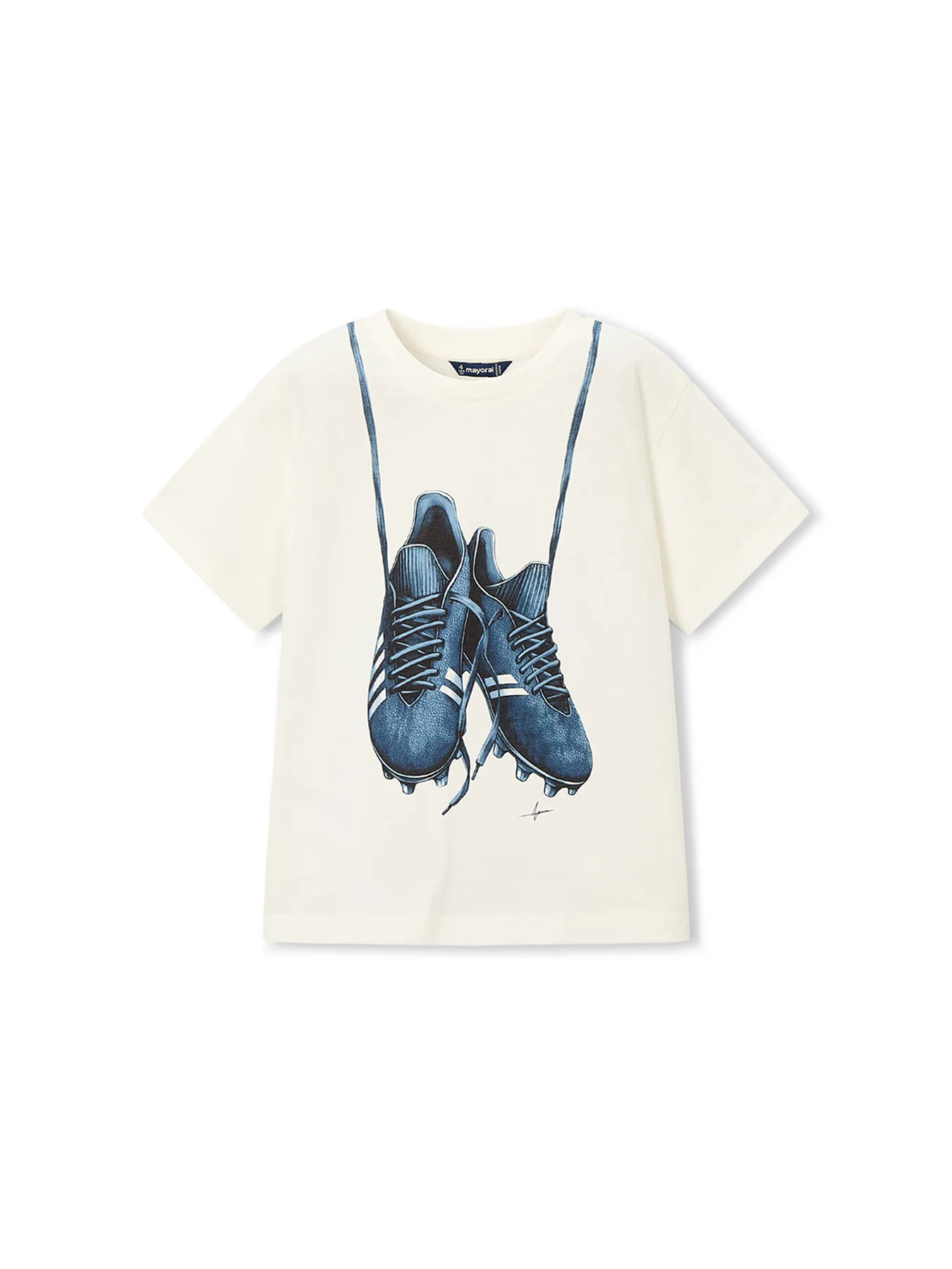 Kids’ Football Boots Short Sleeve T-Shirt White