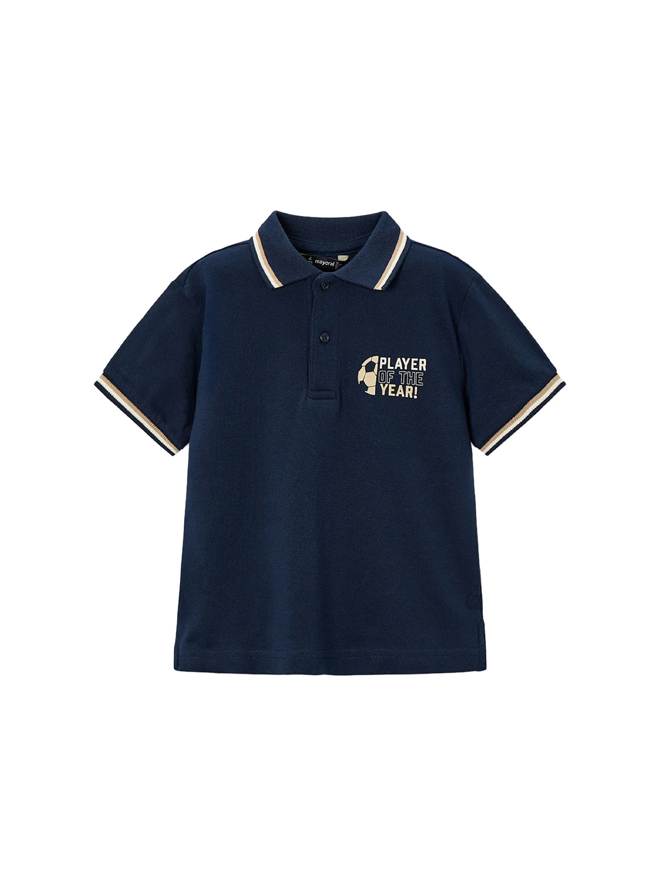 Kids’ Football Print Short Sleeve Polo Navy
