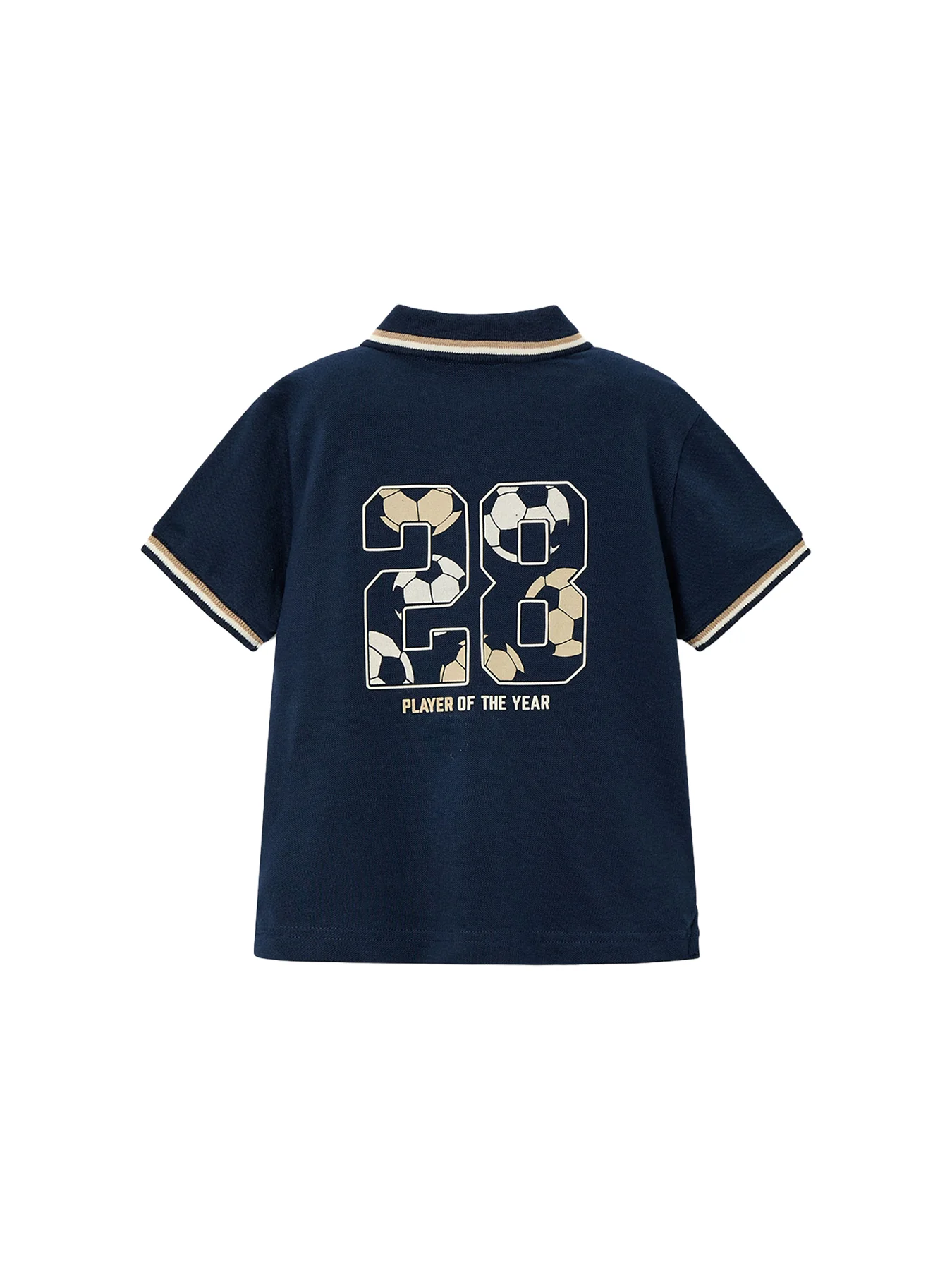 Kids’ Football Print Short Sleeve Polo Navy - Image 2