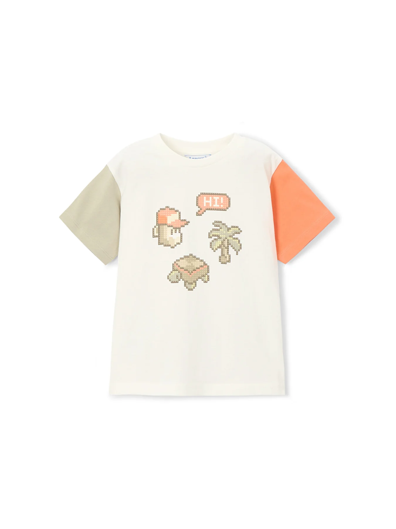 Kids’ Colour Block Sleeve Short Sleeve T-Shirt White