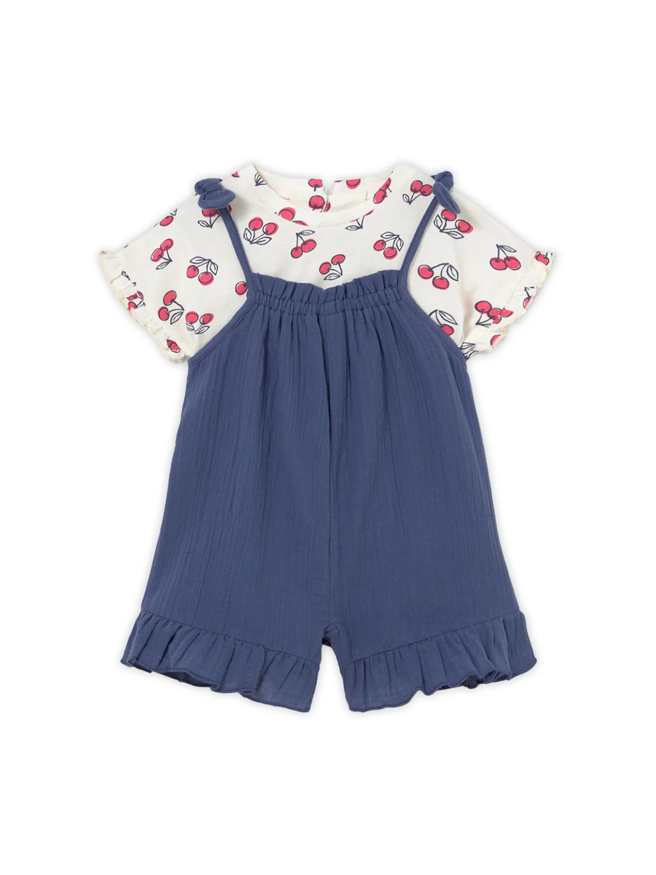 Baby Cherry T-Shirt and Dungarees Set Porcelain