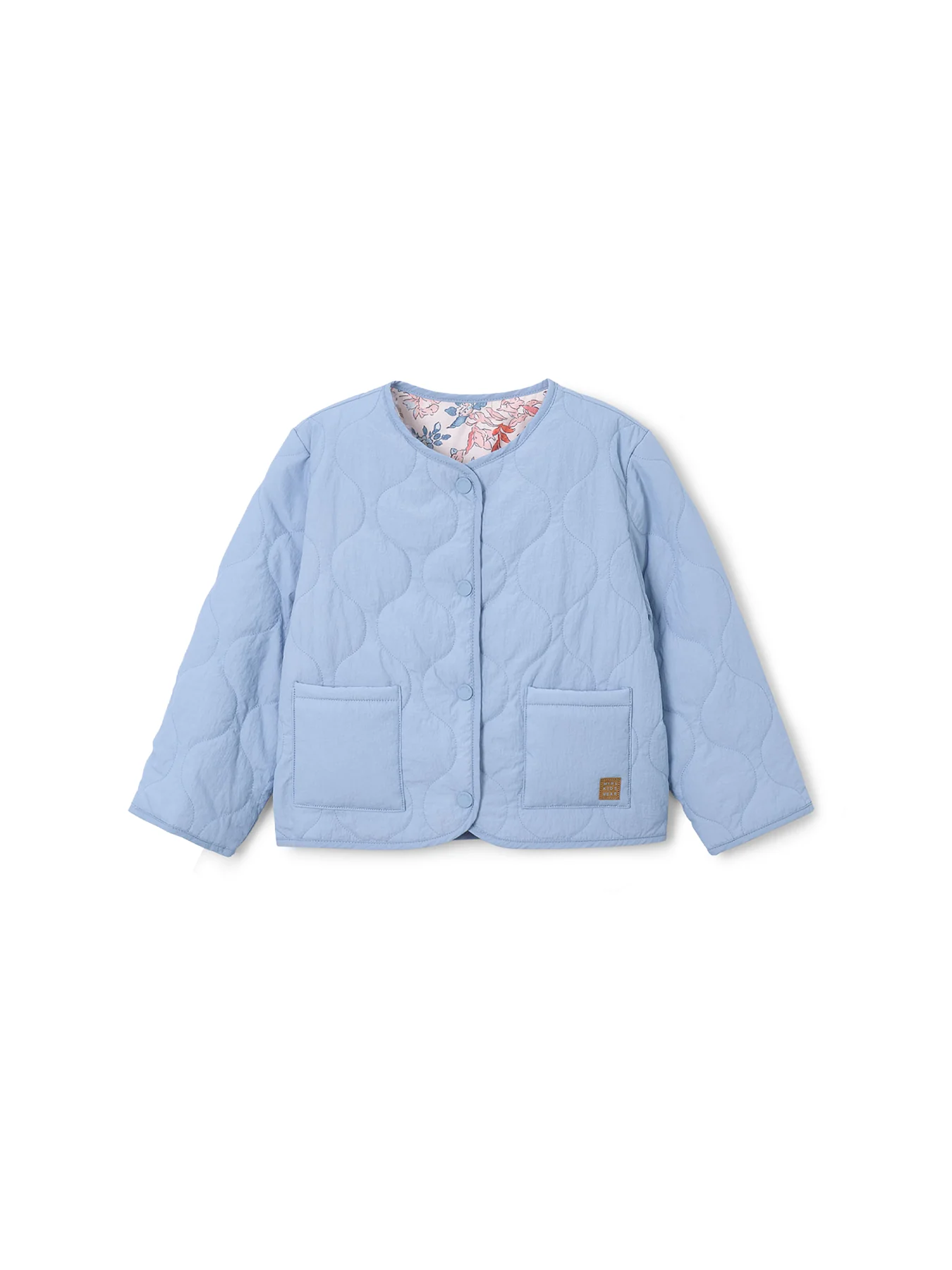 Kids' Reversible Padded Floral Jacket Sky Blue