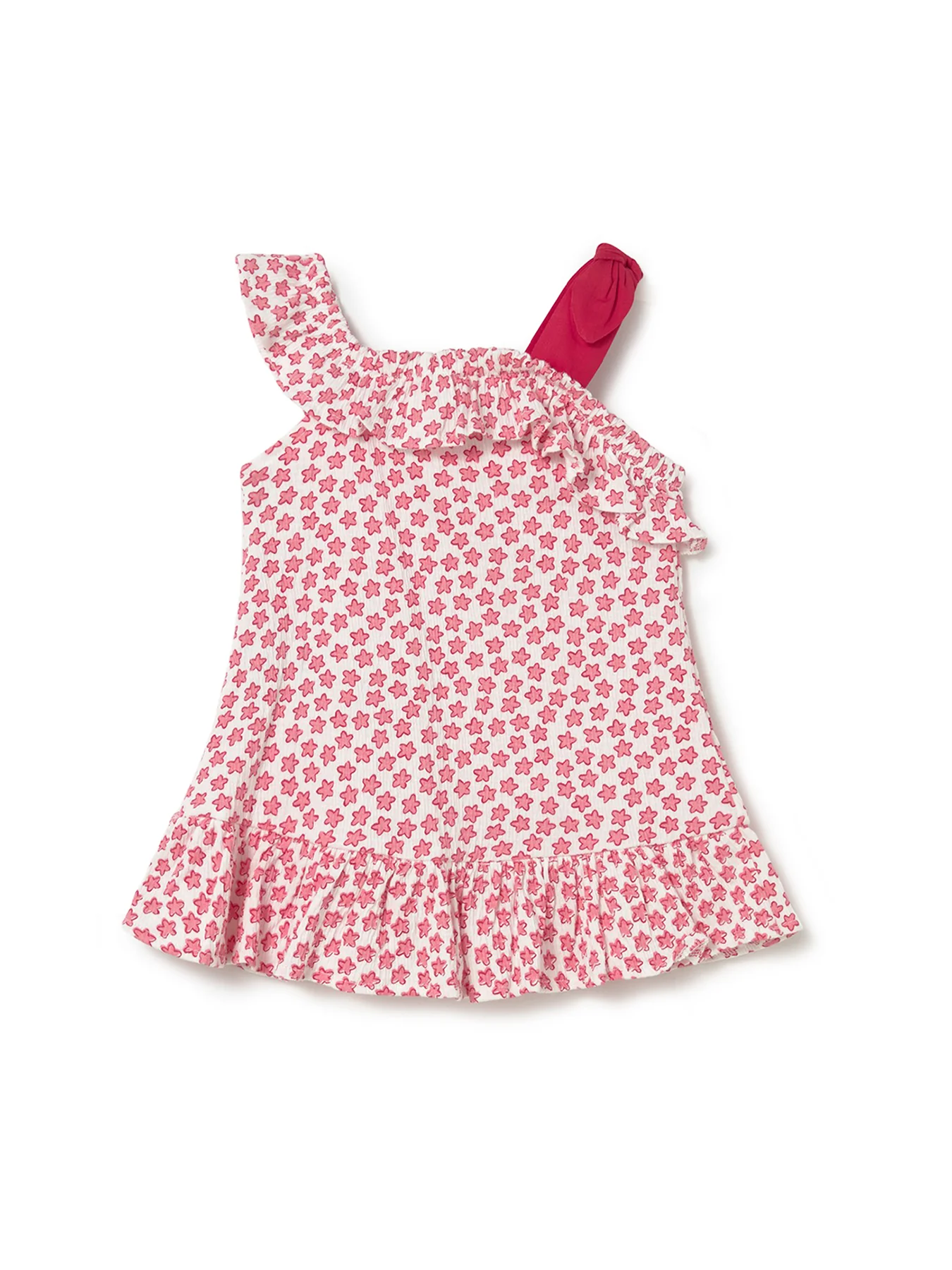 Baby Star Crinkled Dress Red