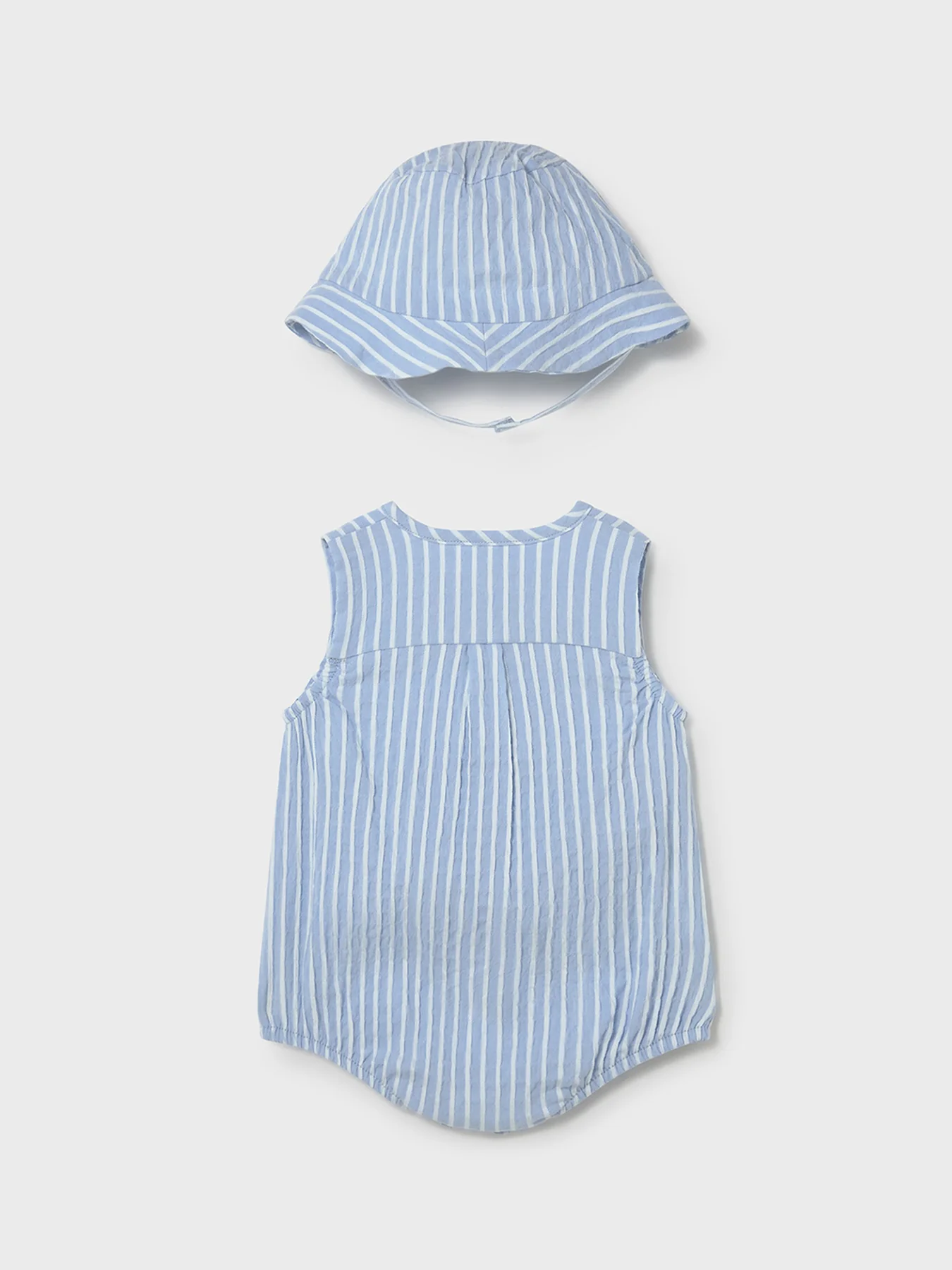 Baby Stripe Bodysuit and Hat Set Blue - Image 2