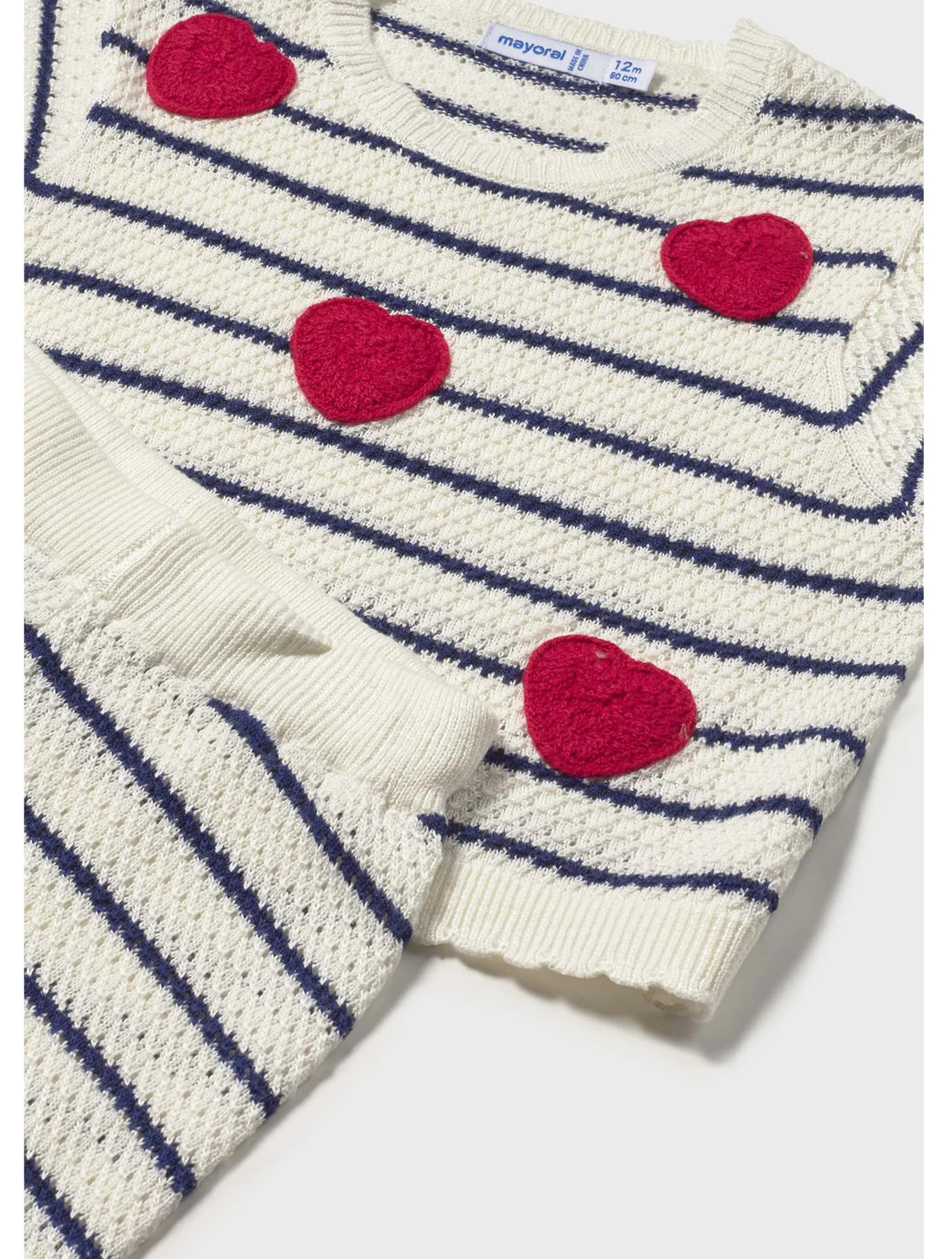 Baby Stripe Heart Pants Set Natural - Image 3