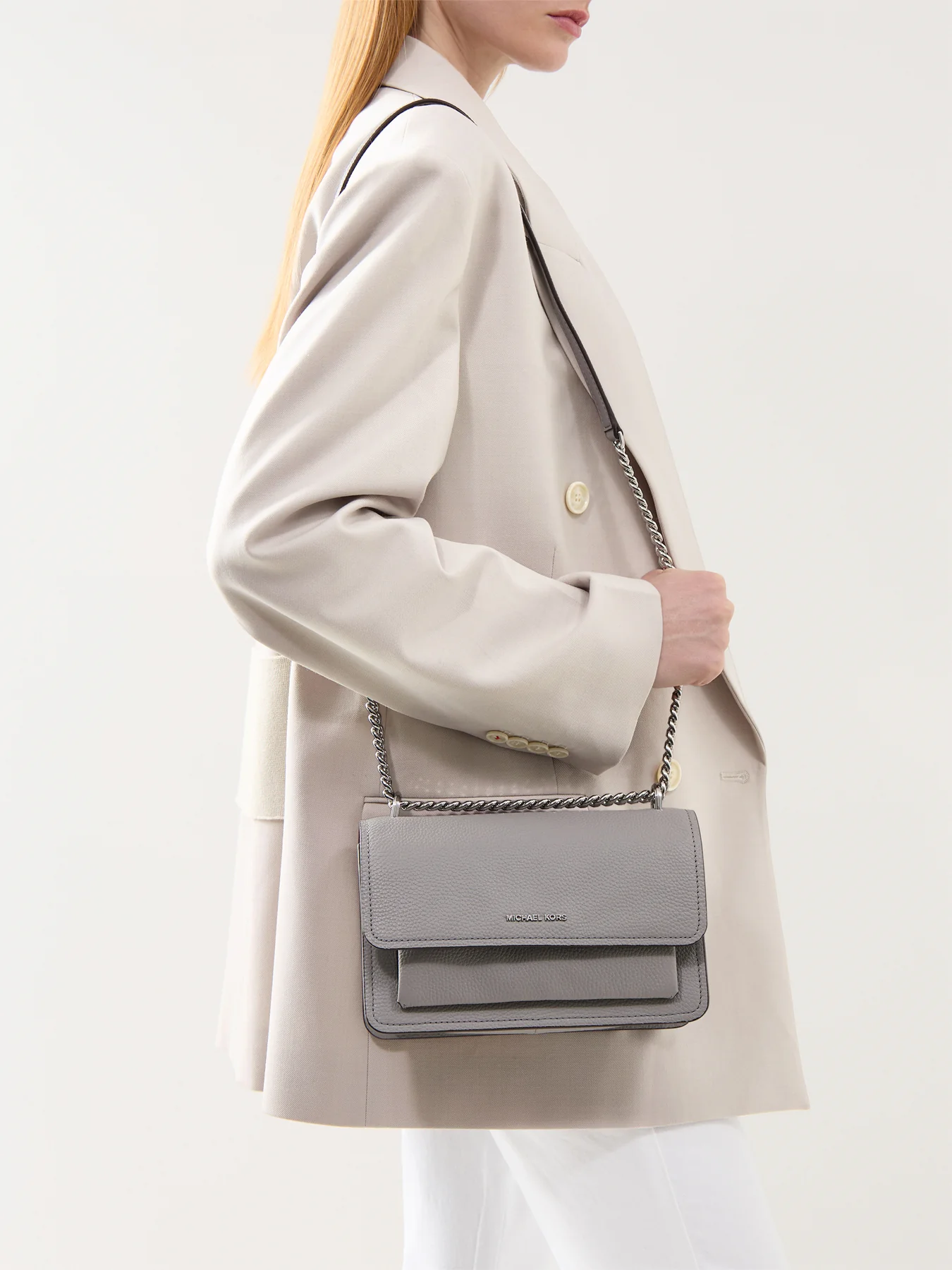 Claire Large Shoulder Bag Grey - Image 2