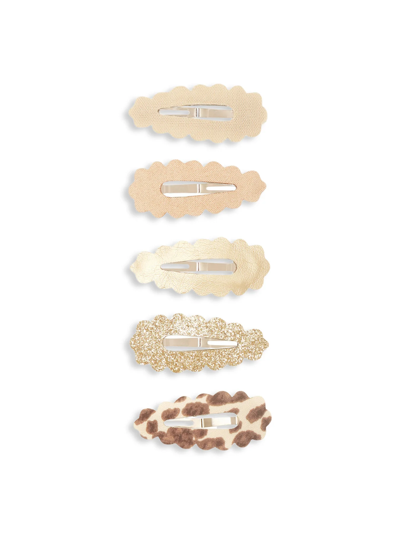 Leopard Scalloped Hair Clips Neutral