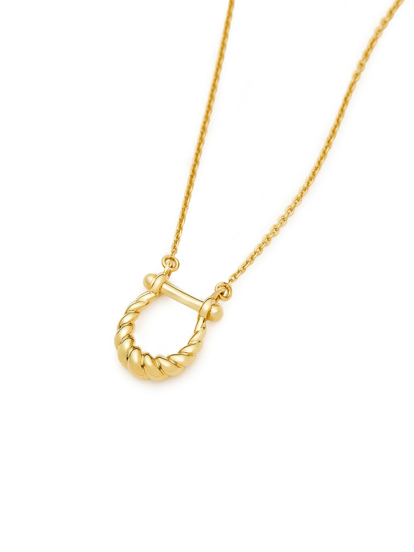 Lunar New Year Horseshoe Pendant Necklace Gold - Image 2