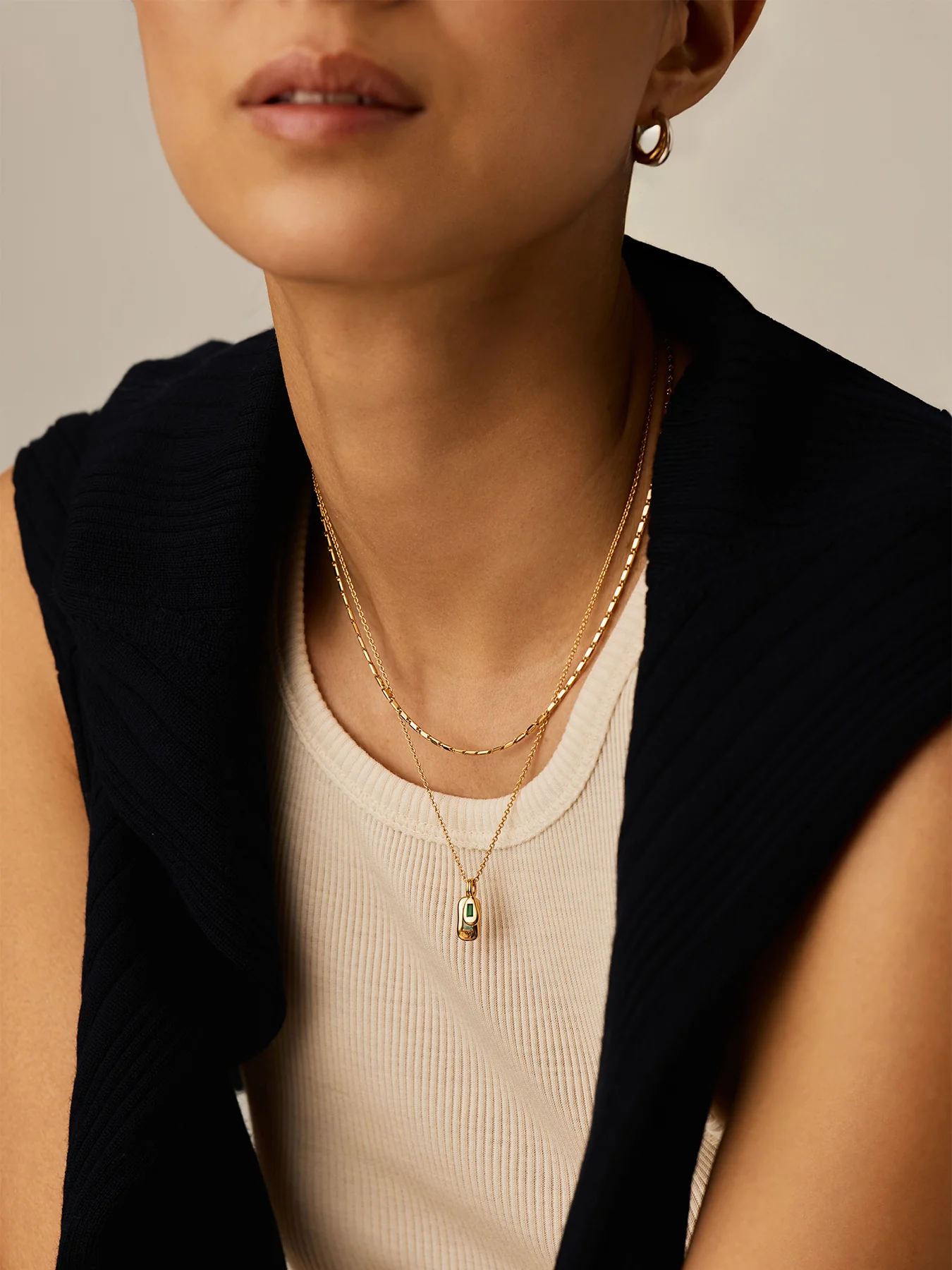 Molten Gemstone Pendant Necklace Gold - Image 3