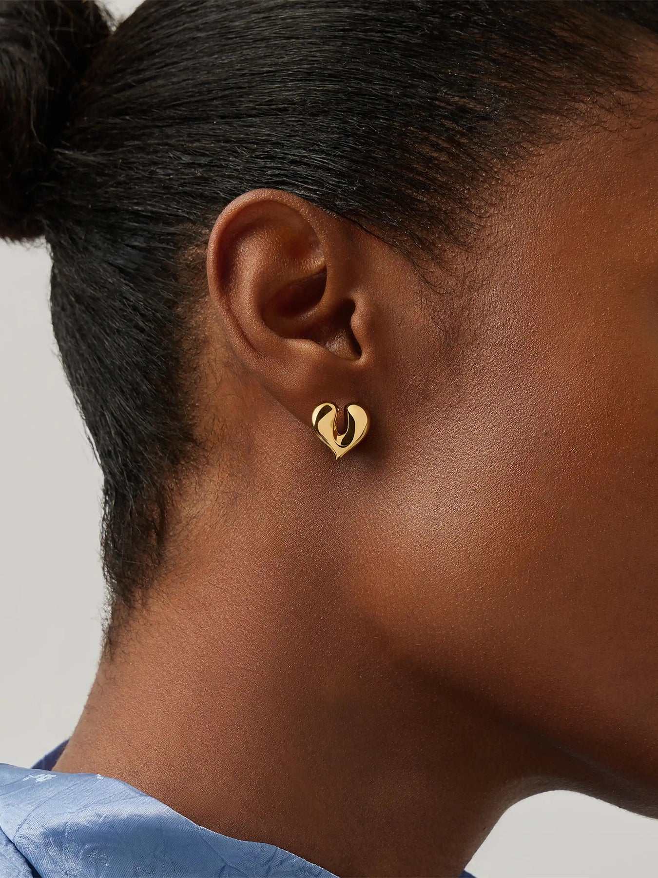 Molten Heart Stud Earrings Gold - Image 2