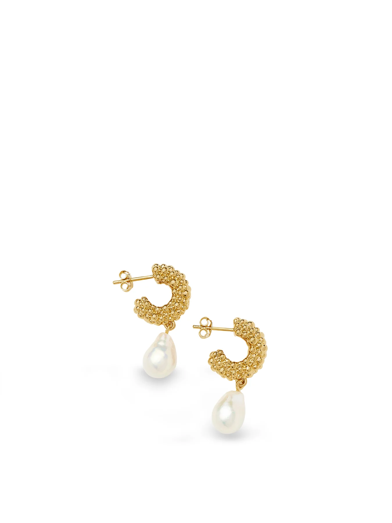 Pearl Baya Small Hoop Drop Earrings Gold