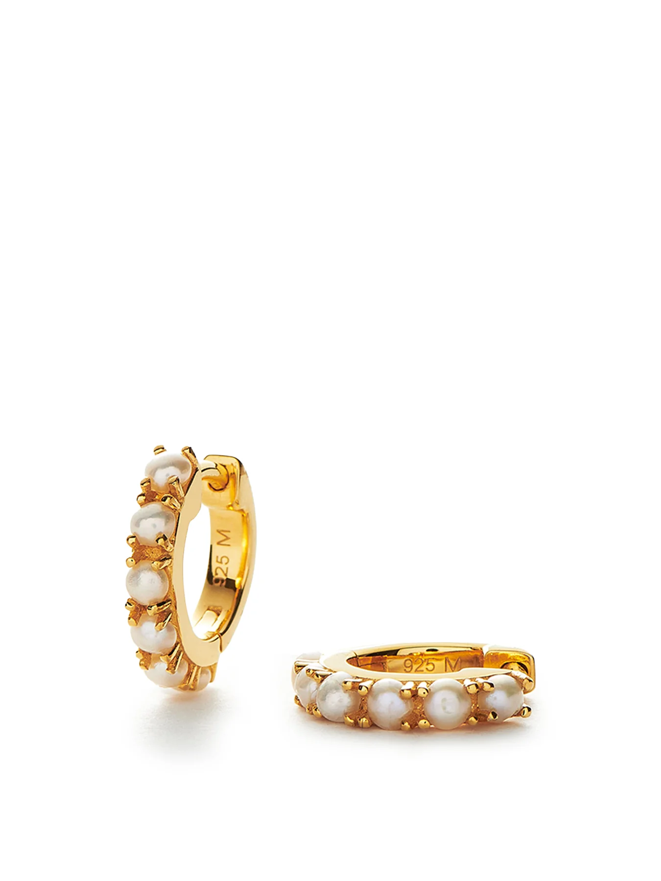 Pearl Huggie Earrings Gold