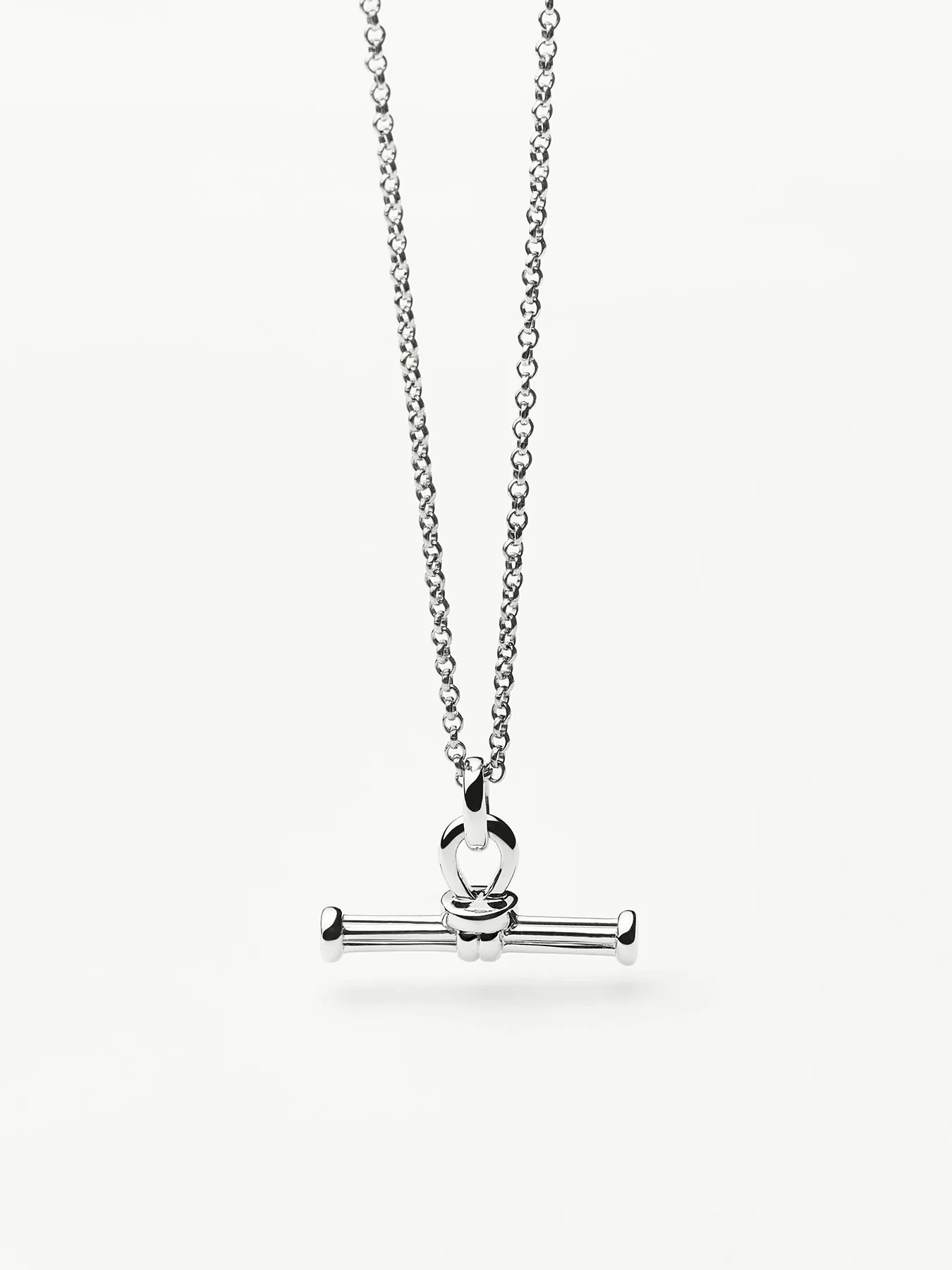 Ridge T Bar Chain Necklace Silver - Image 3