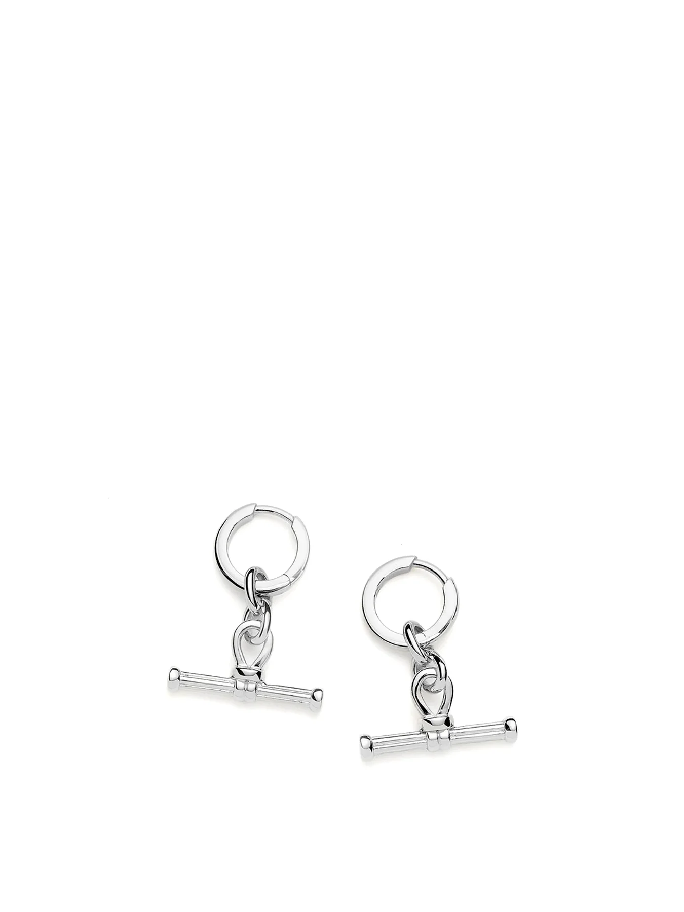 Ridge T Bar Drop Hoop Earrings Gold