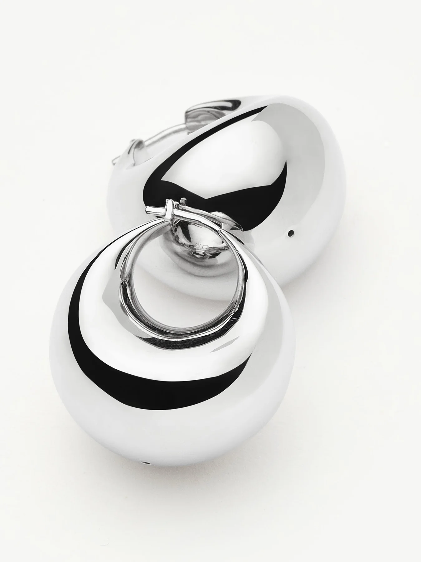 Sculptural Large Silver Volume Hoop Earrings - Image 3