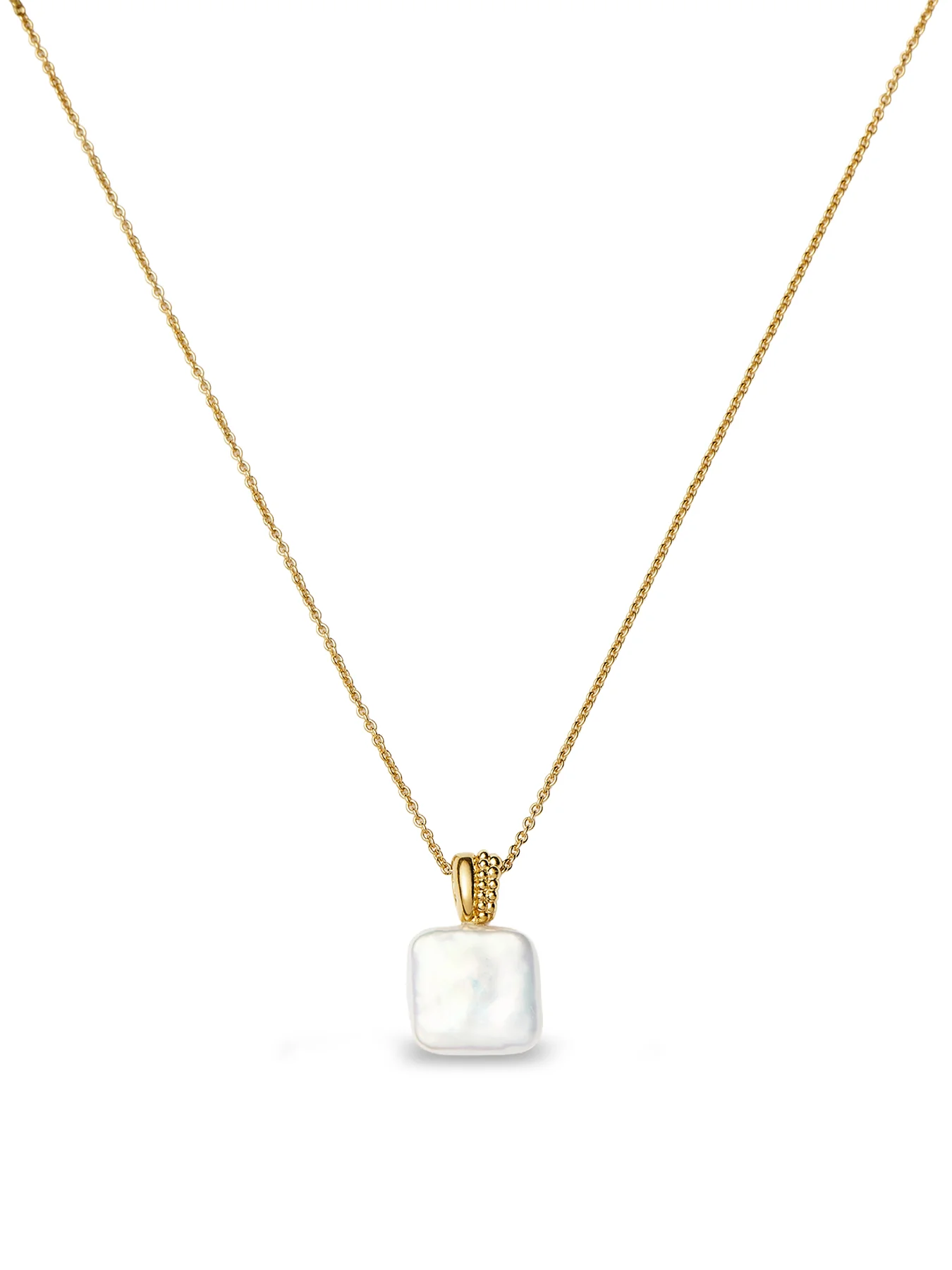 Square Pearl Pendant Necklace Gold