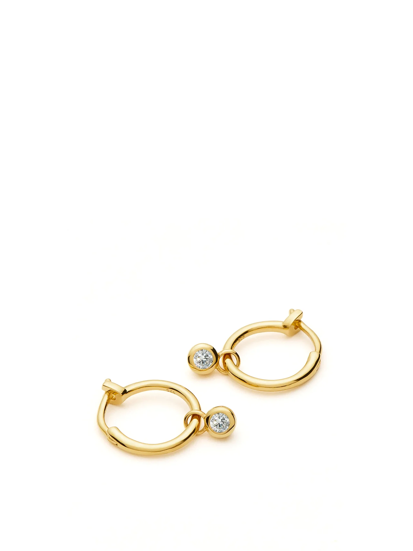 Tennis Charm Mini Hoop Earrings Gold - Image 2