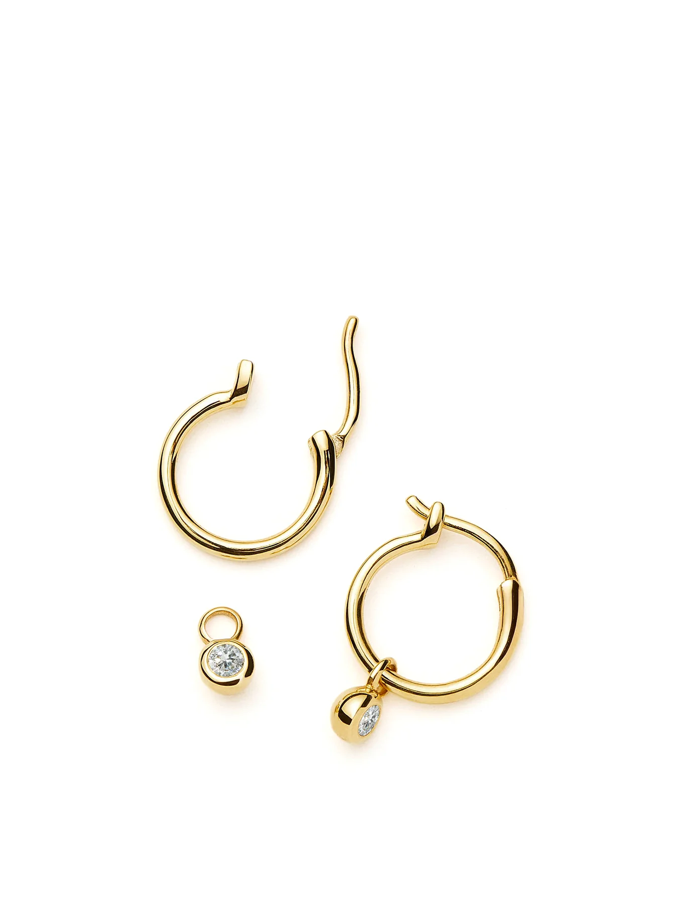Tennis Charm Mini Hoop Earrings Gold - Image 3