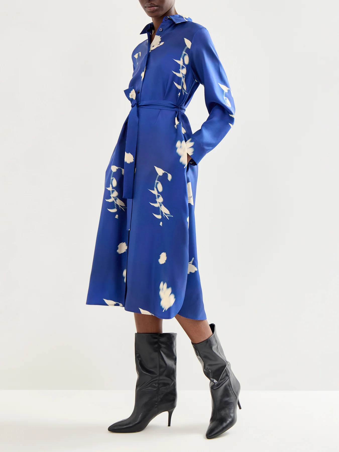 Jadi Silk Printed Shirt Dress China Blue - Image 2