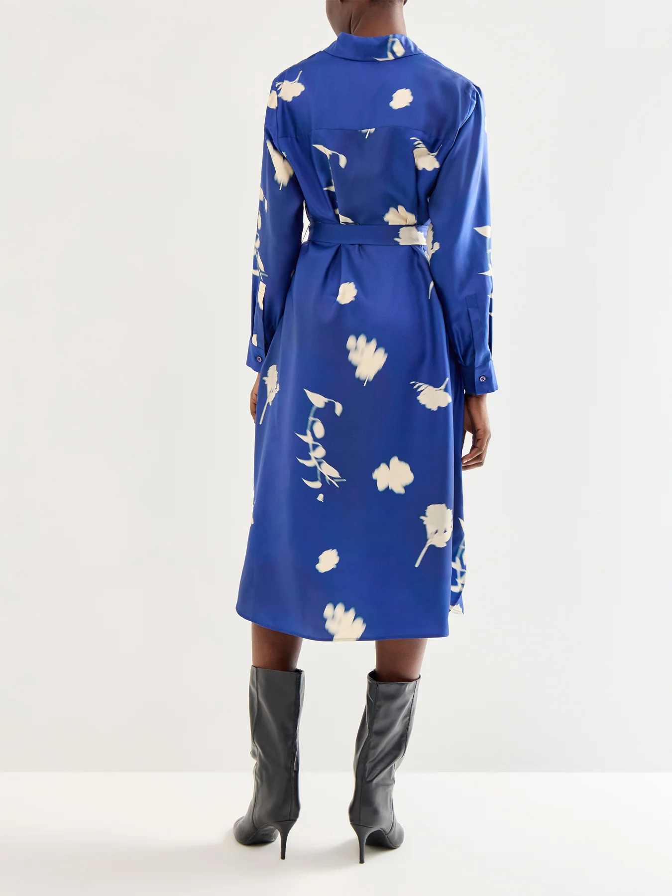 Jadi Silk Printed Shirt Dress China Blue - Image 5