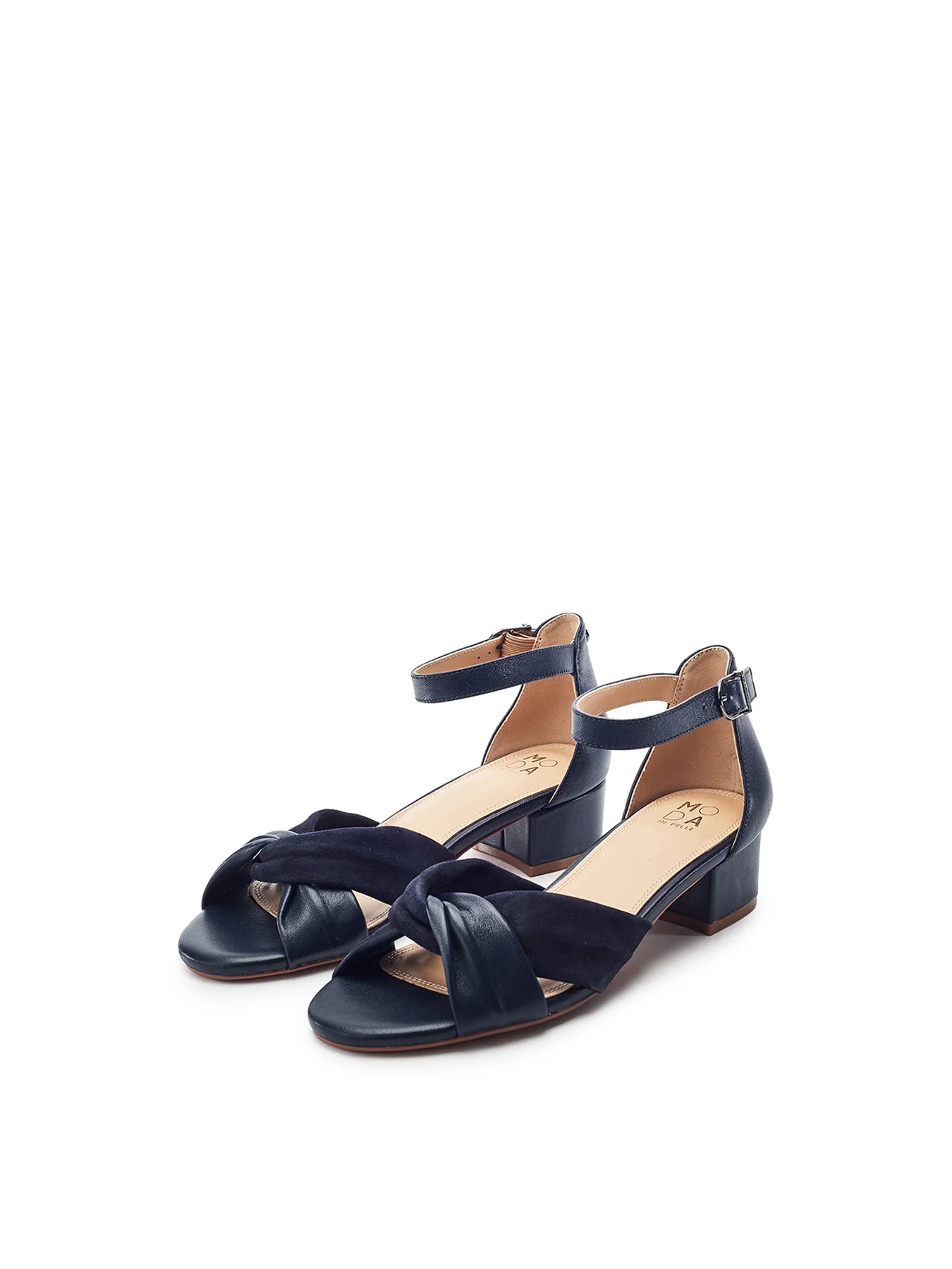 Macadima Block Heel Sandals Navy - Image 2