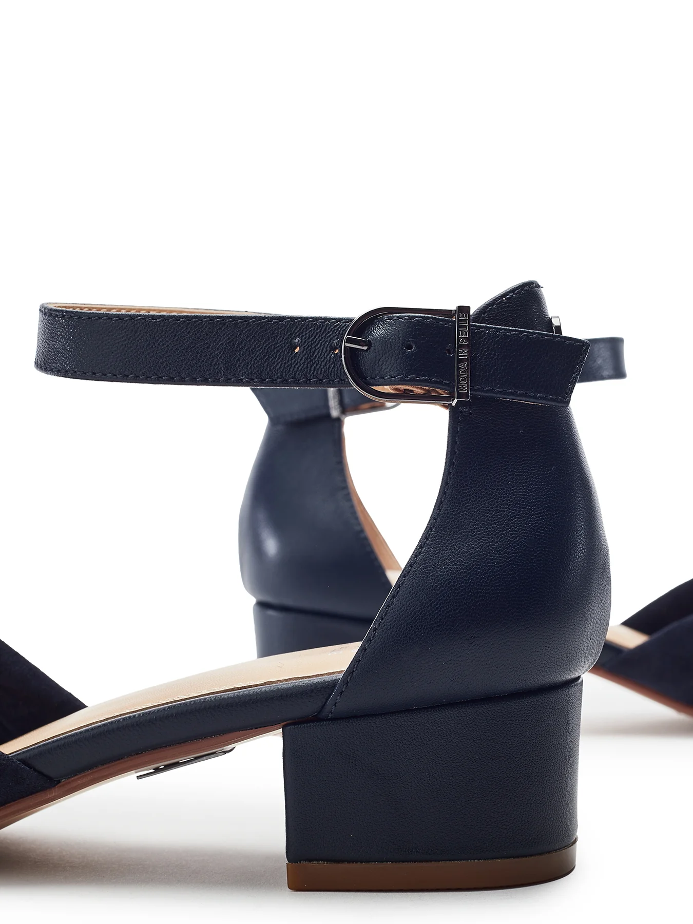 Macadima Block Heel Sandals Navy - Image 4