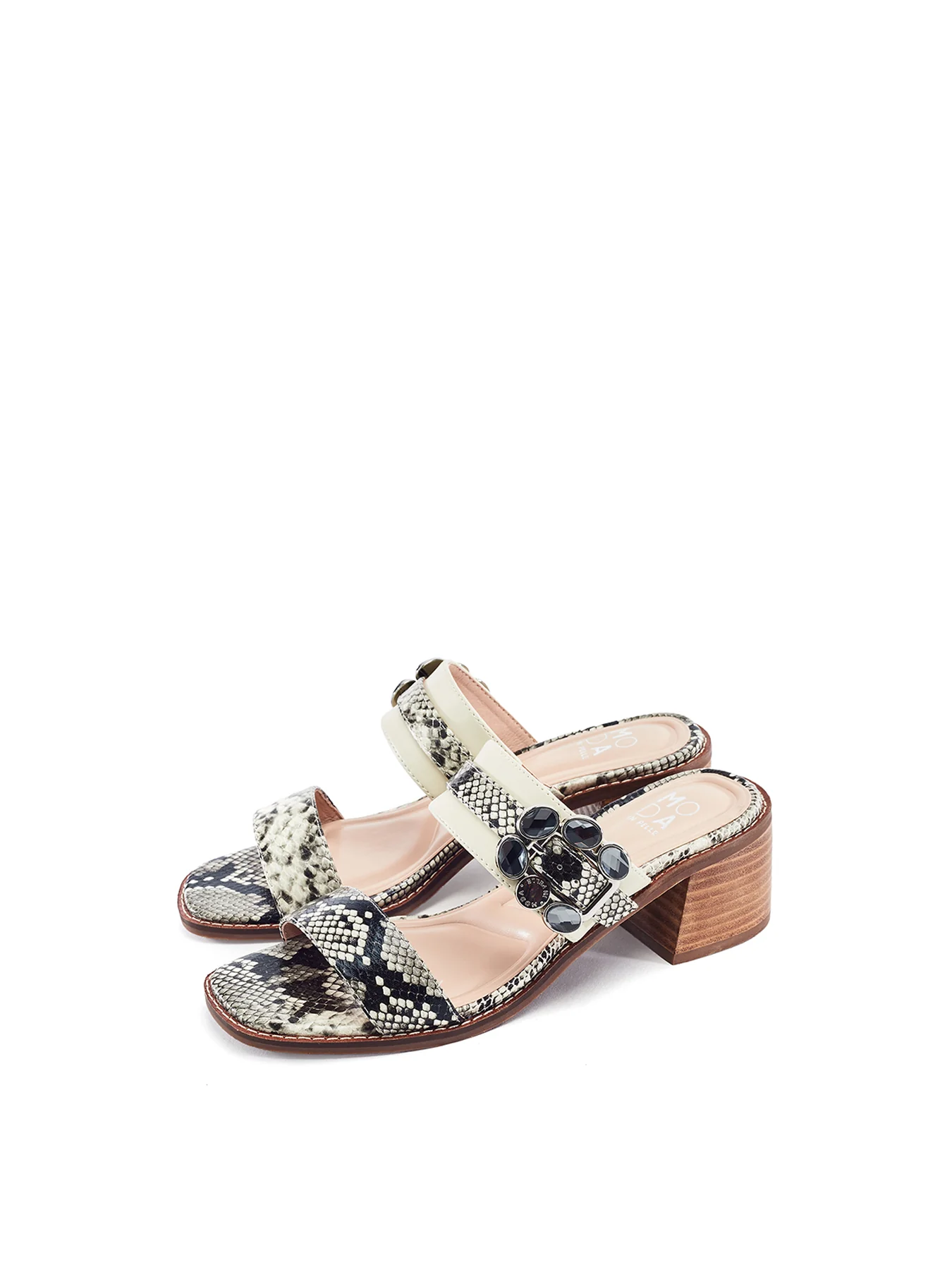 Mallorie Block Heel Sandals Snake Skin Print - Image 2