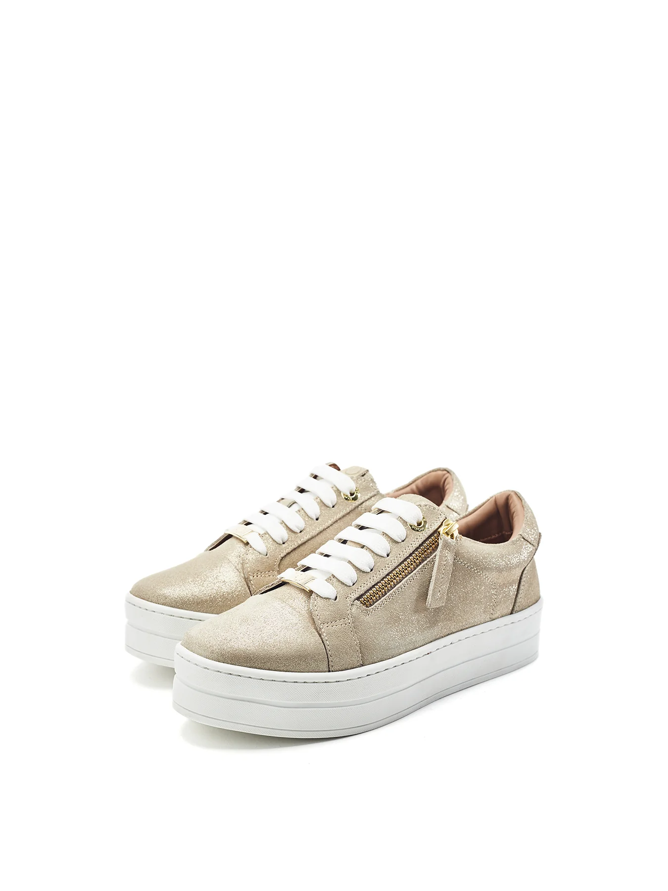 Abbee Leather Trainers Gold - Image 2