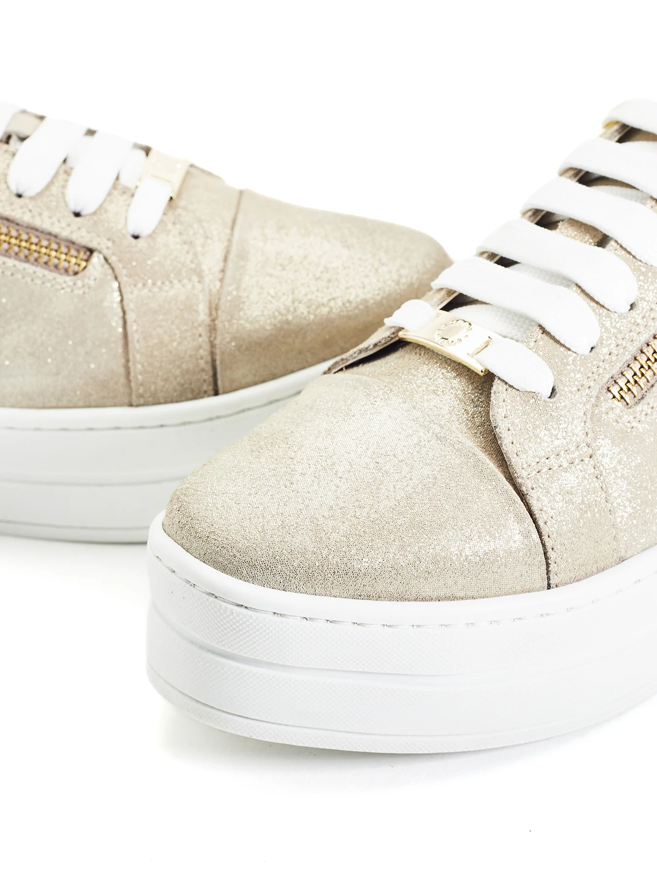 Abbee Leather Trainers Gold - Image 3