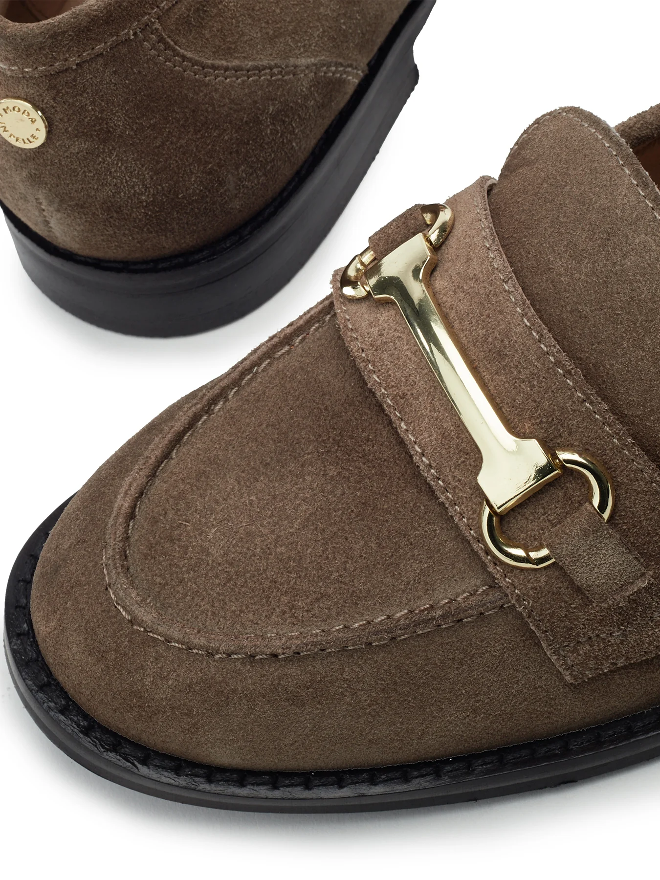 Elarra Suede Loafers Taupe - Image 3