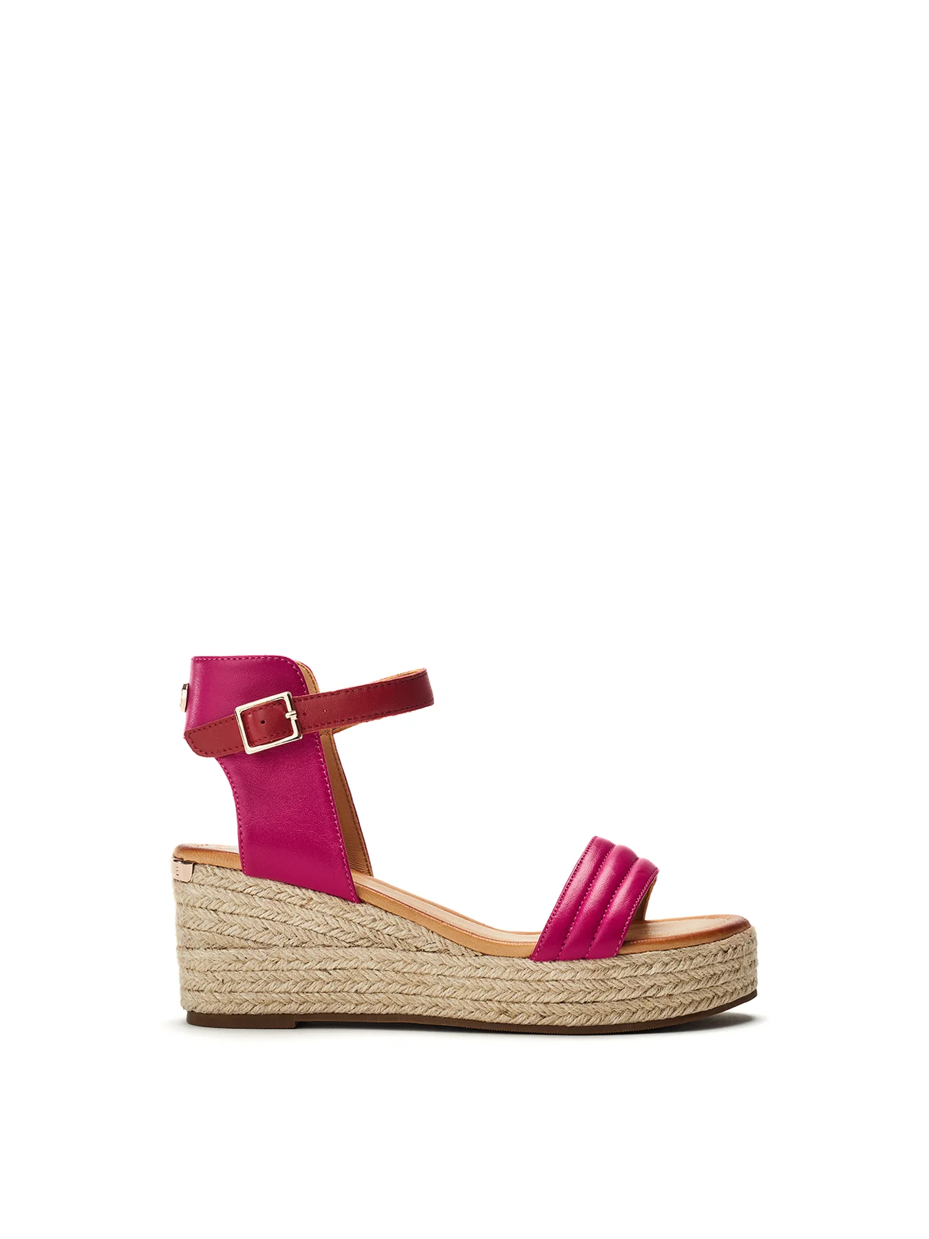 Kolanthia Leather Wedge Sandals Pink