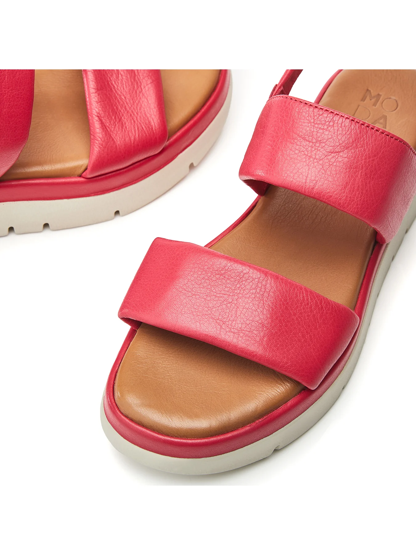 Netty Leather Flat Sandals Pink - Image 4