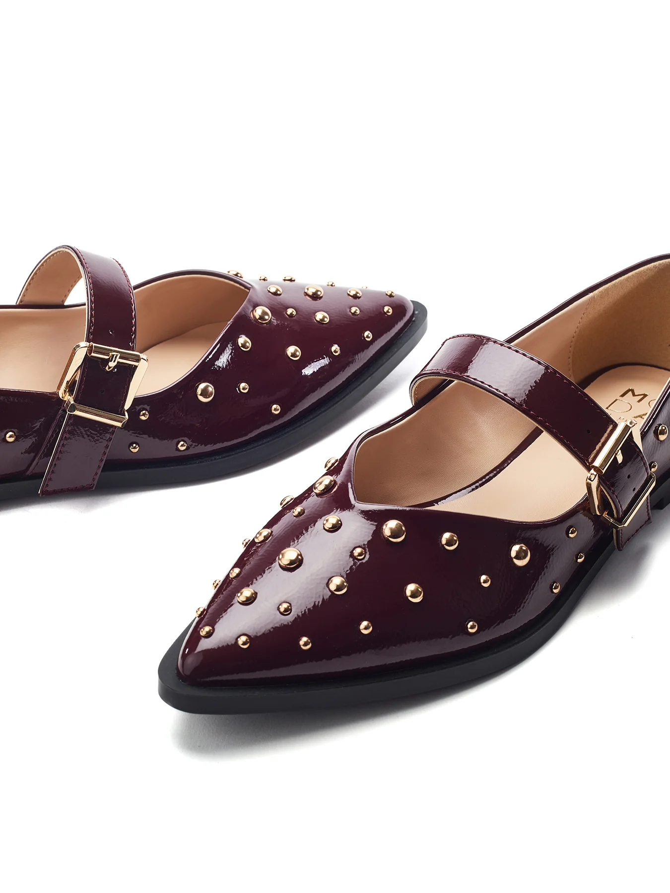 Fijia Studded Mary Jane Shoes Burgundy - Image 3