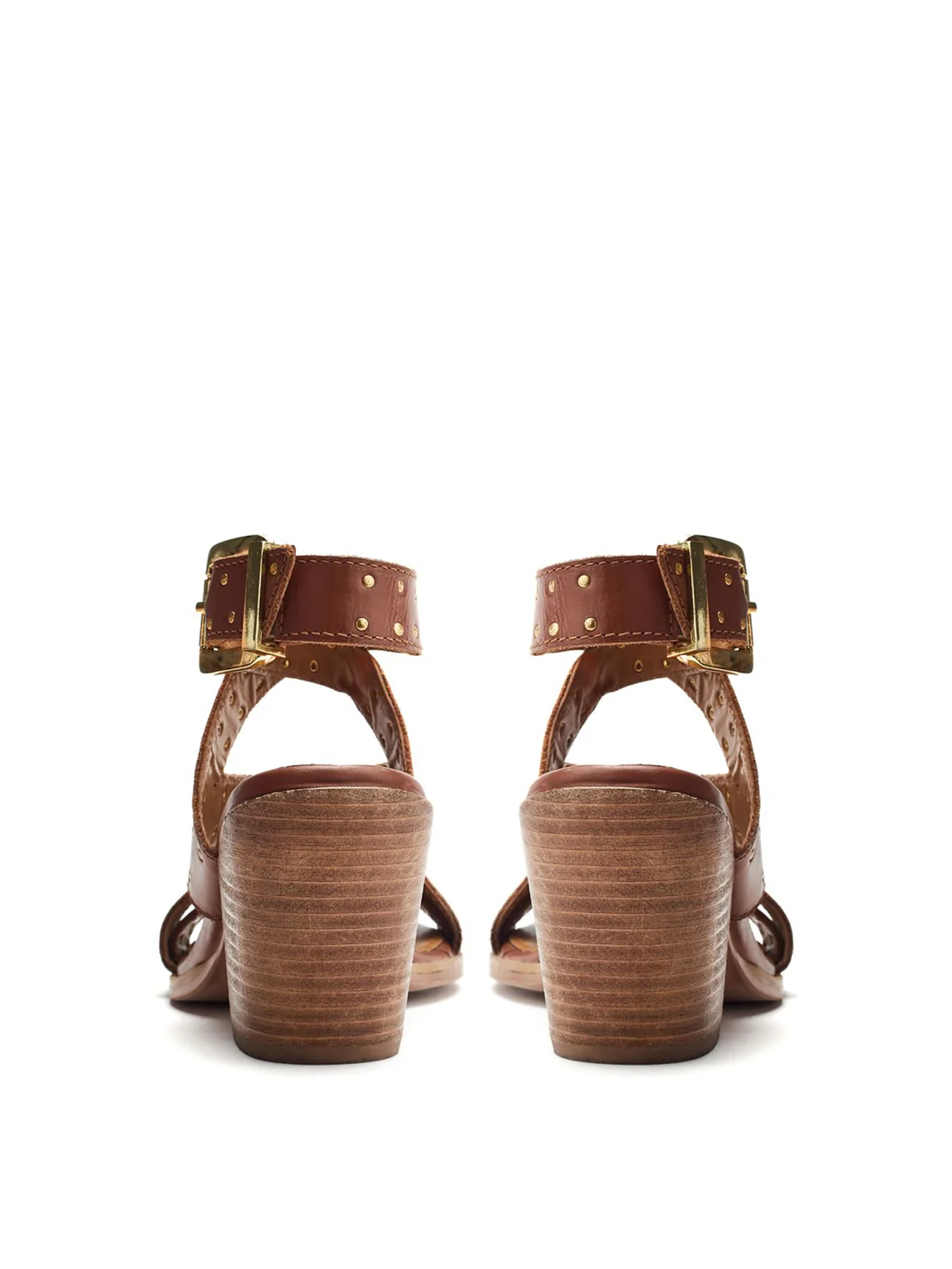 Mayley Heeled Leather Sandals Tan - Image 3