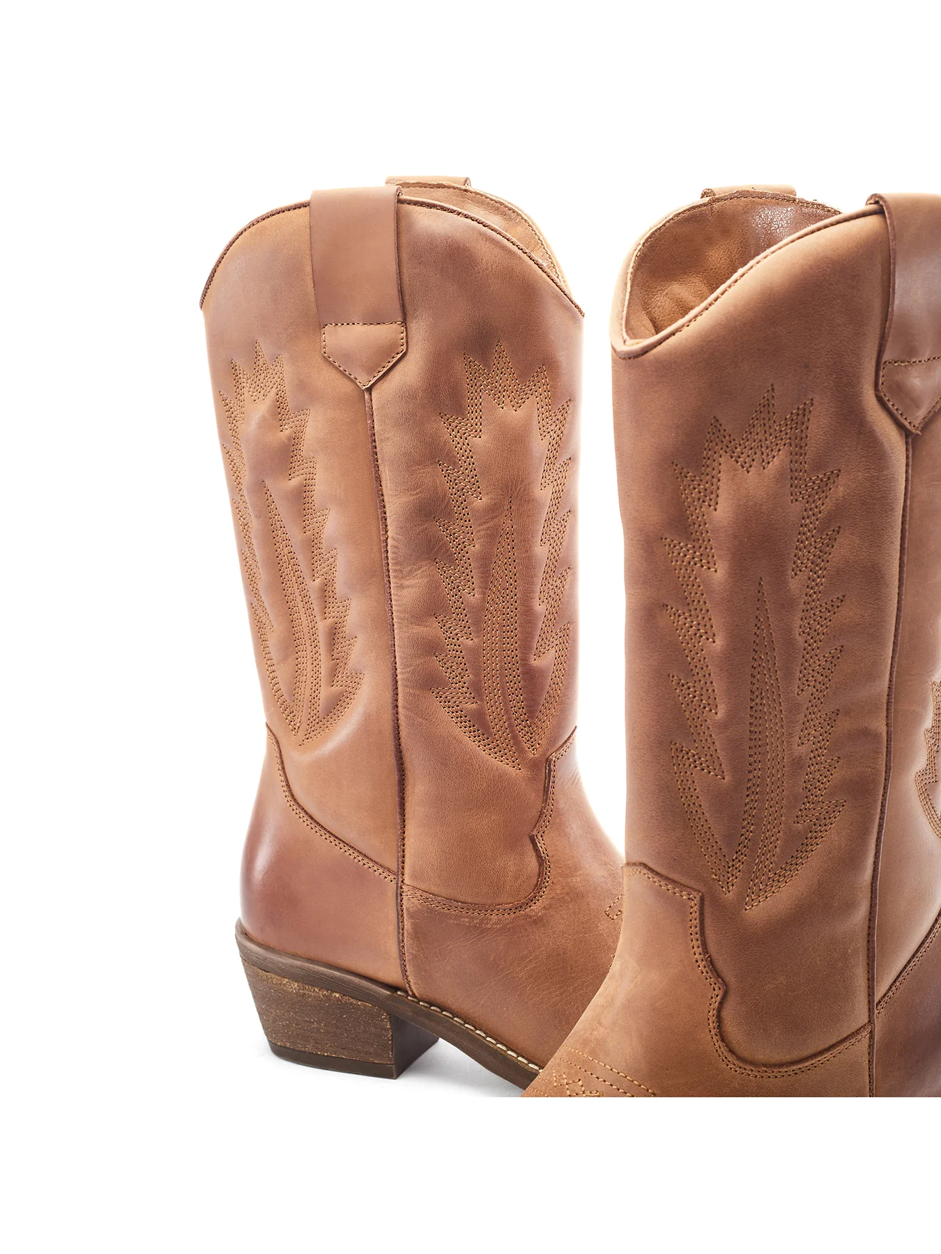 Oka Knee High Leather Boots Tan - Image 4
