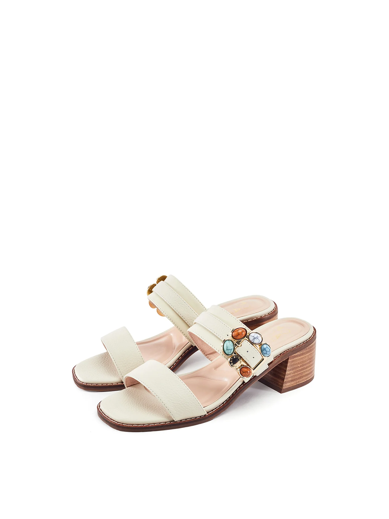 Mallorie Block Heel Sandals White - Image 2
