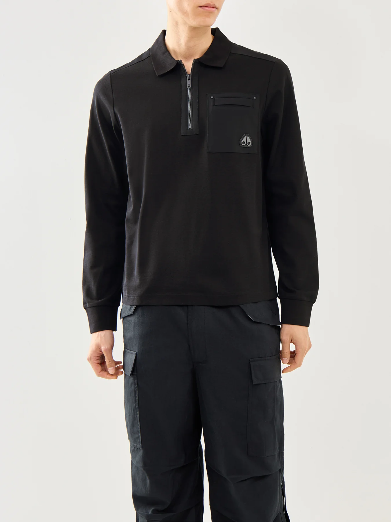 Dalon Long Sleeves Cotton Polo Black - Image 4