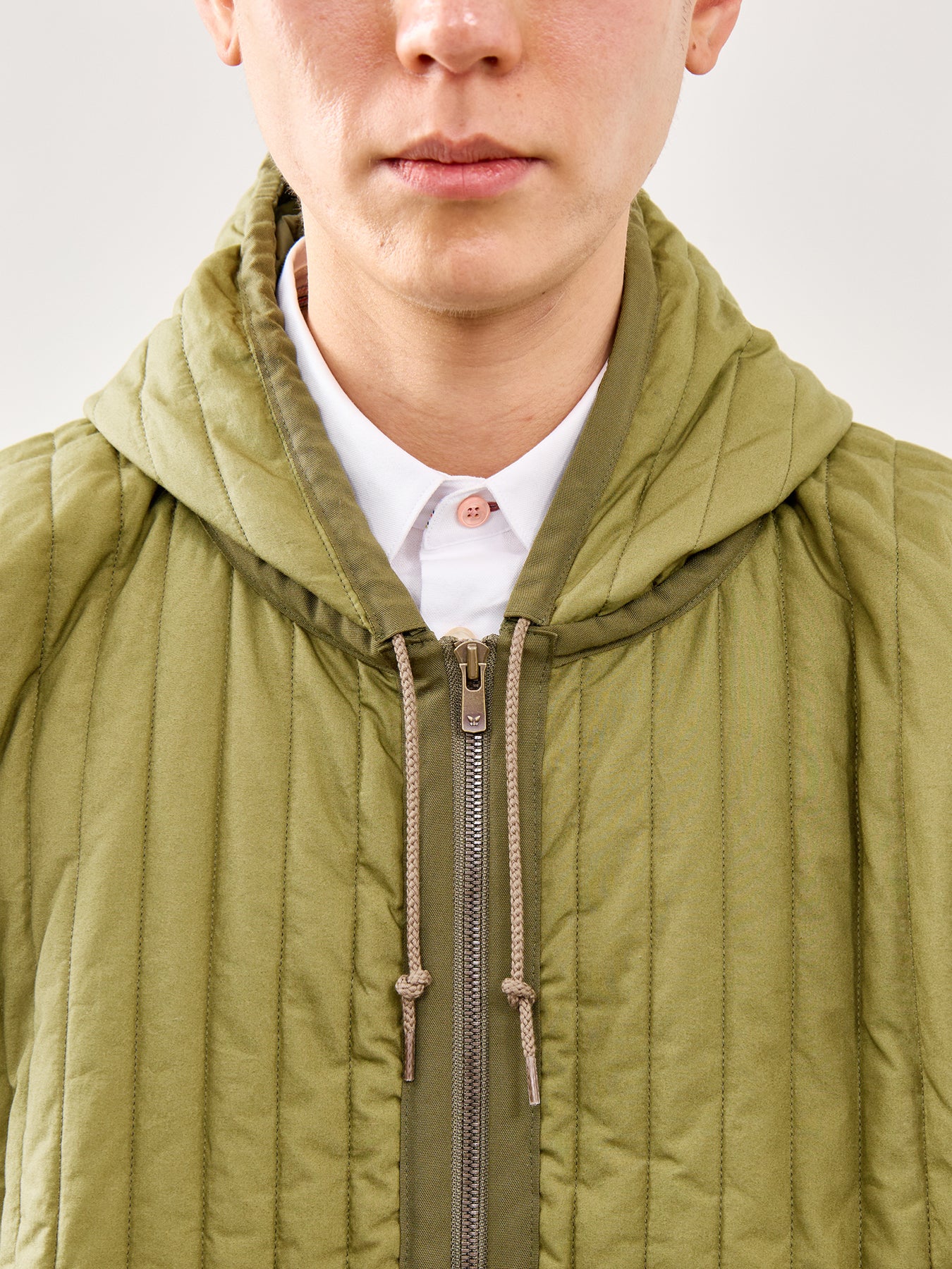 Quilted Hooded Jacket Olive - Image 3