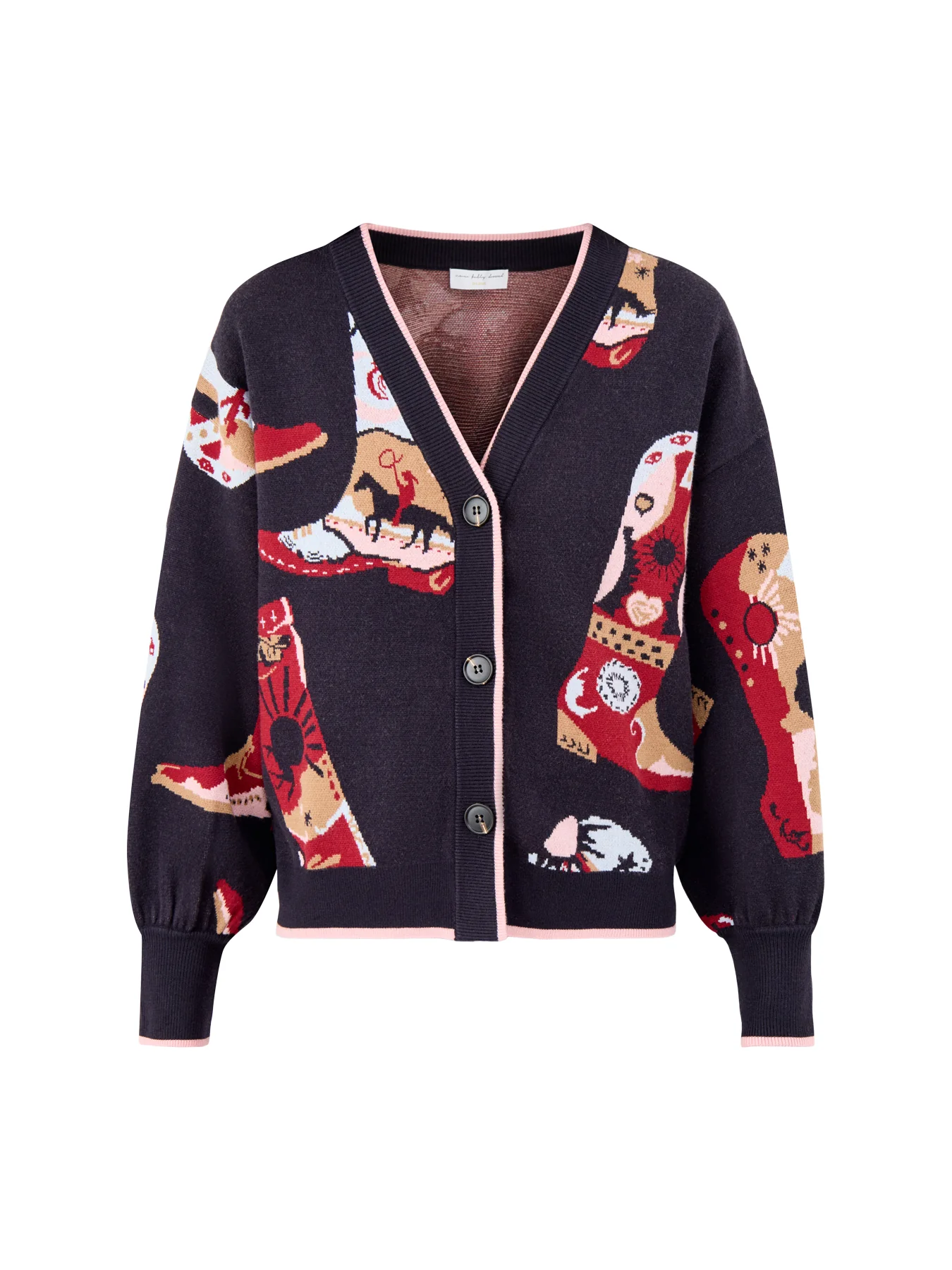 Cowboy Boots Cardigan Navy