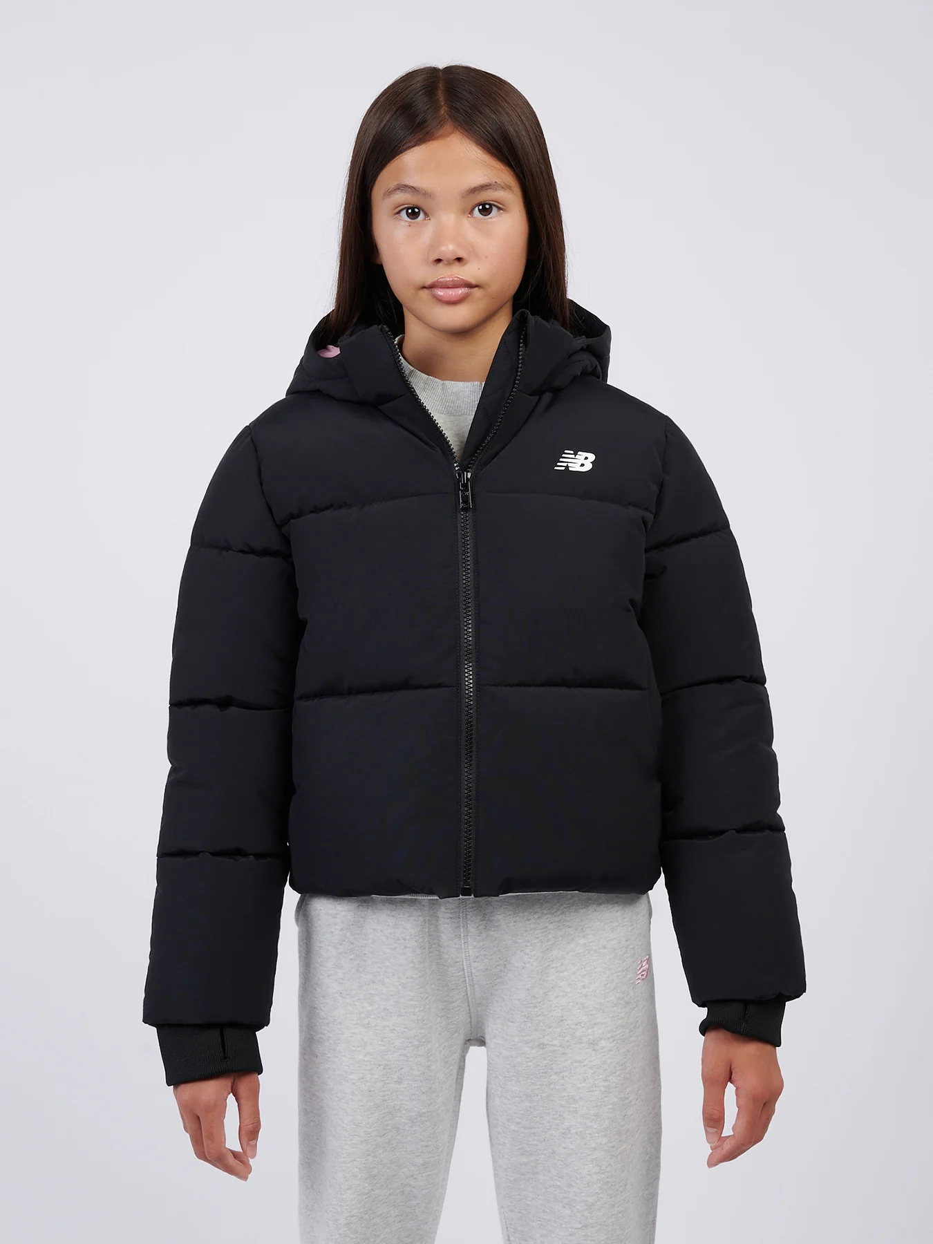 Girls’ Wide Baffle Puffer Coat Black - Image 2