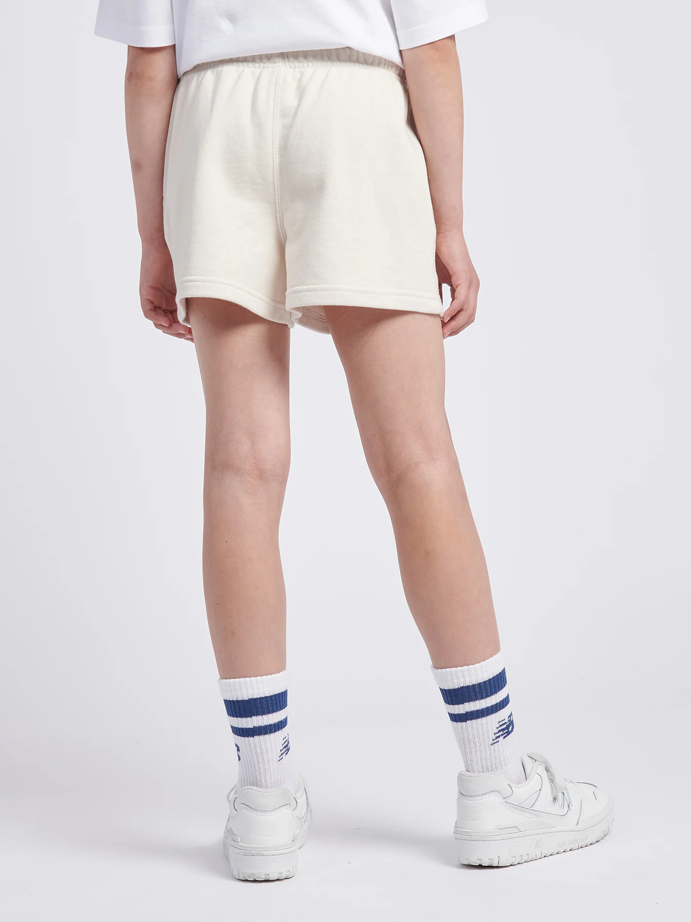 Kids' New Balance French Terry Small Logo Shorts Nude - Image 3