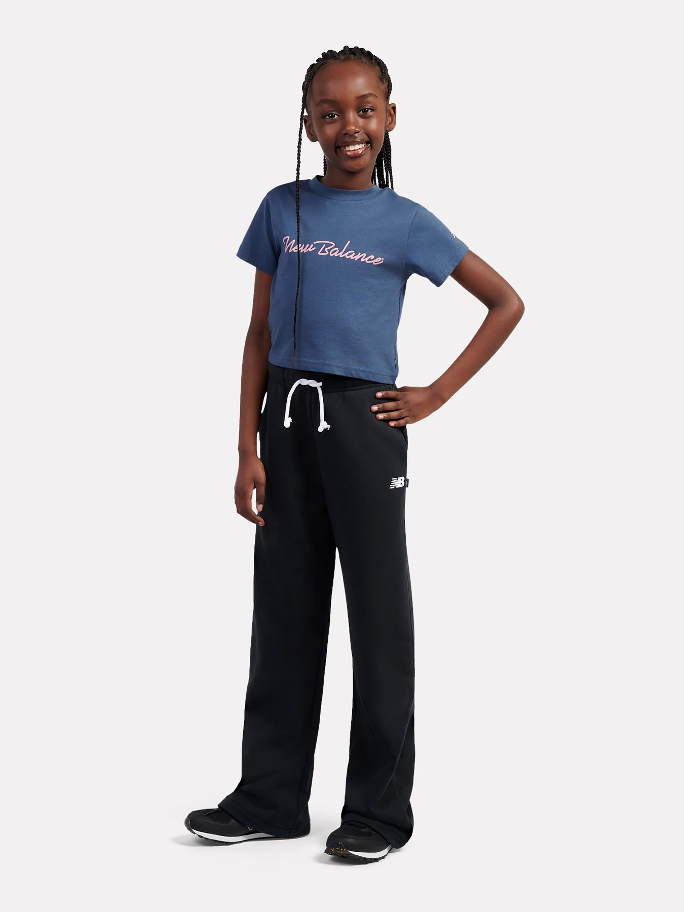 Kids' Wide Leg Logo Joggers Black - Image 2