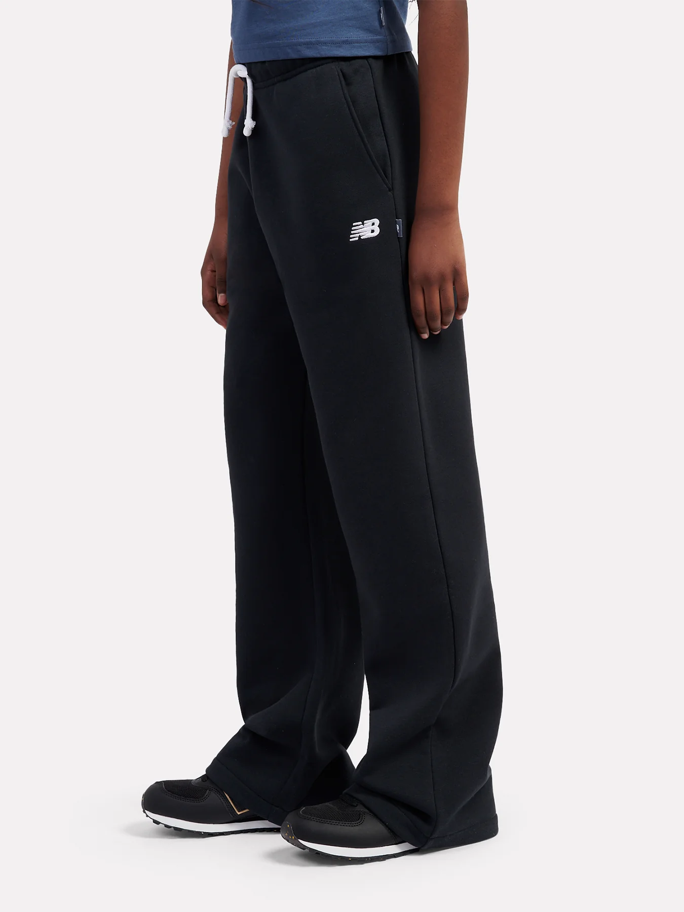 Kids' Wide Leg Logo Joggers Black - Image 4