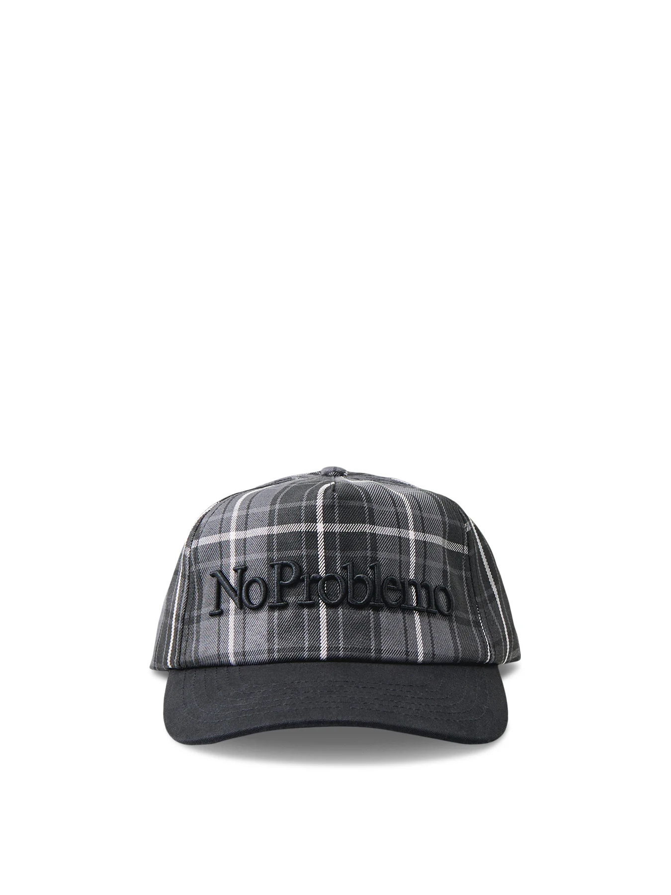 Plaid Cotton Cap Black
