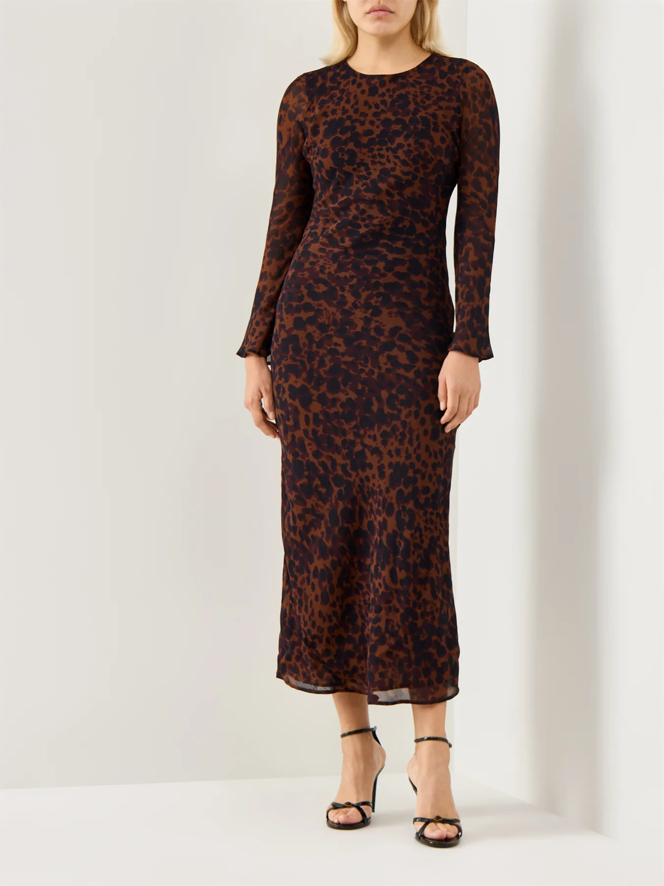 Clarissa Midi Dress Brown Animal Print - Image 2