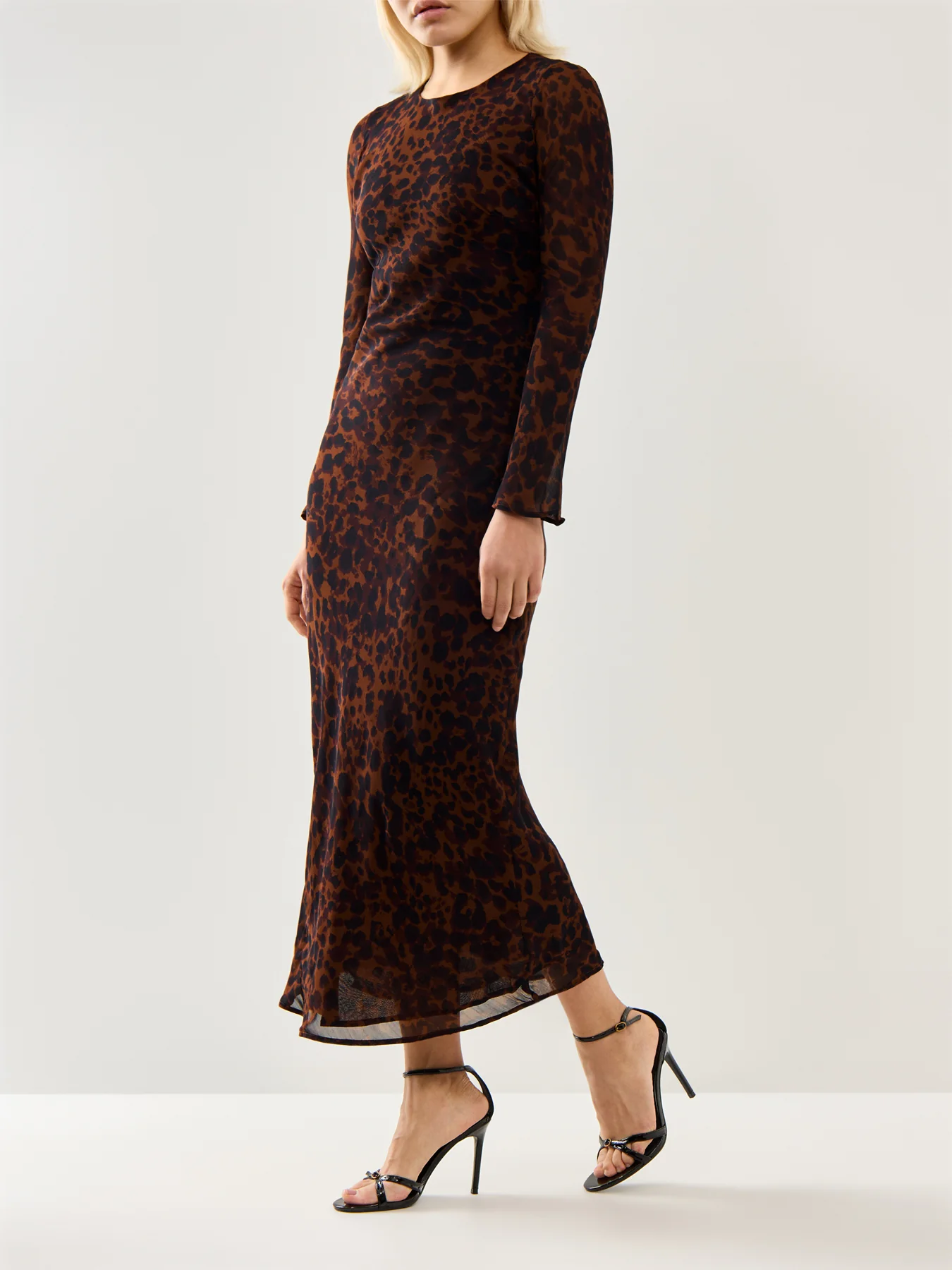 Clarissa Midi Dress Brown Animal Print - Image 4
