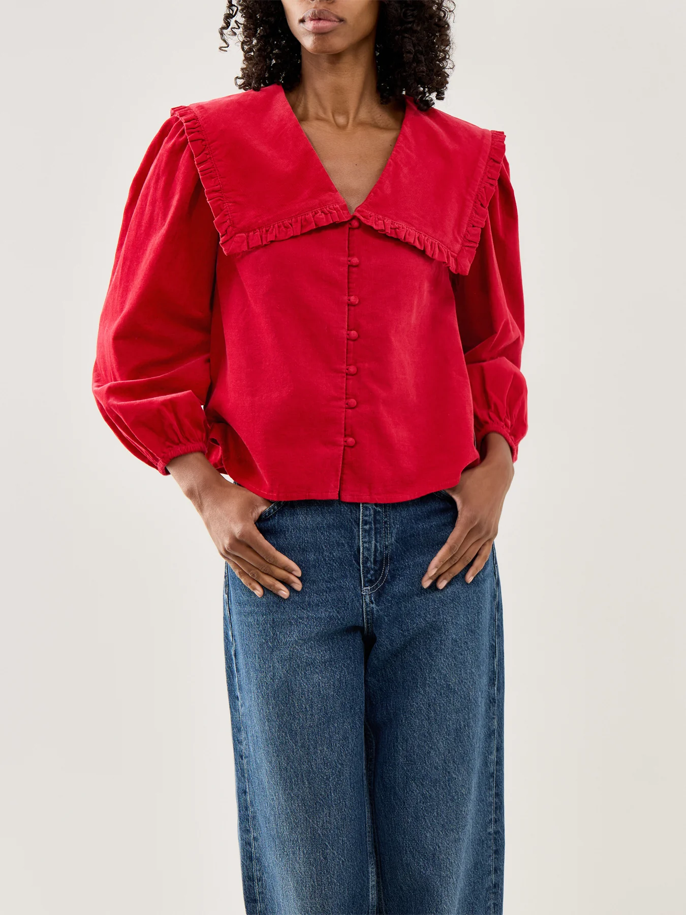 Cord Blouse Red - Image 4